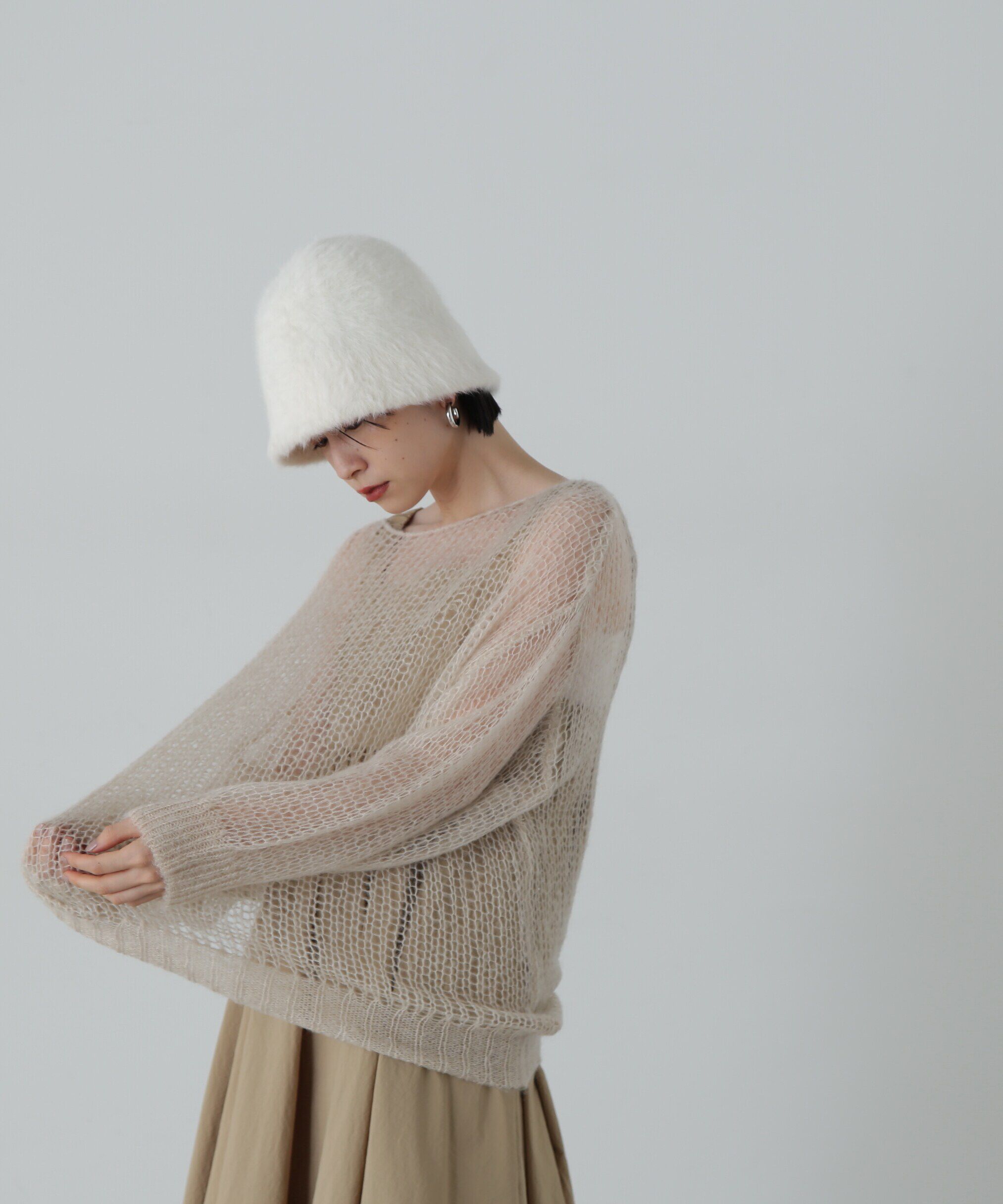  「透かし編みモヘヤ混ニット」|ニット・セーター|