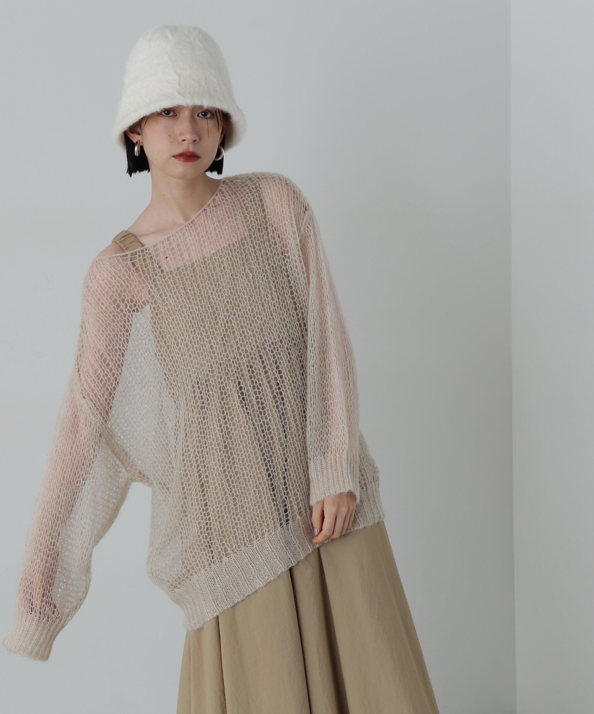  「透かし編みモヘヤ混ニット」|ニット・セーター|