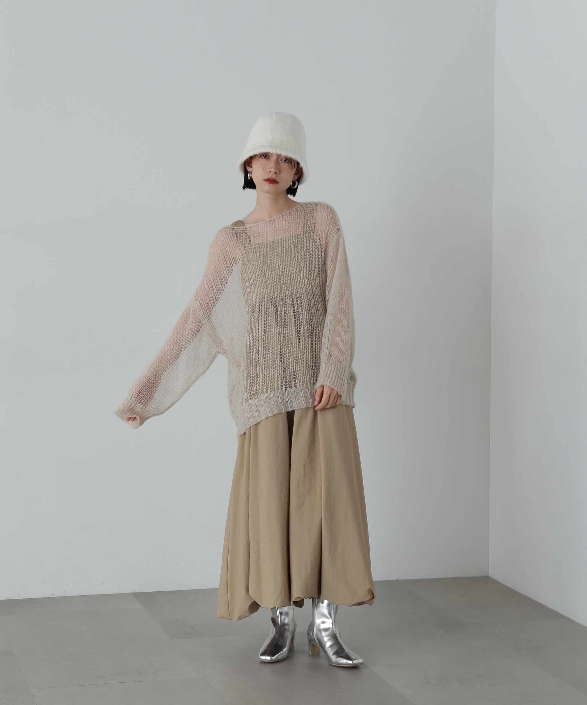  「透かし編みモヘヤ混ニット」|ニット・セーター|