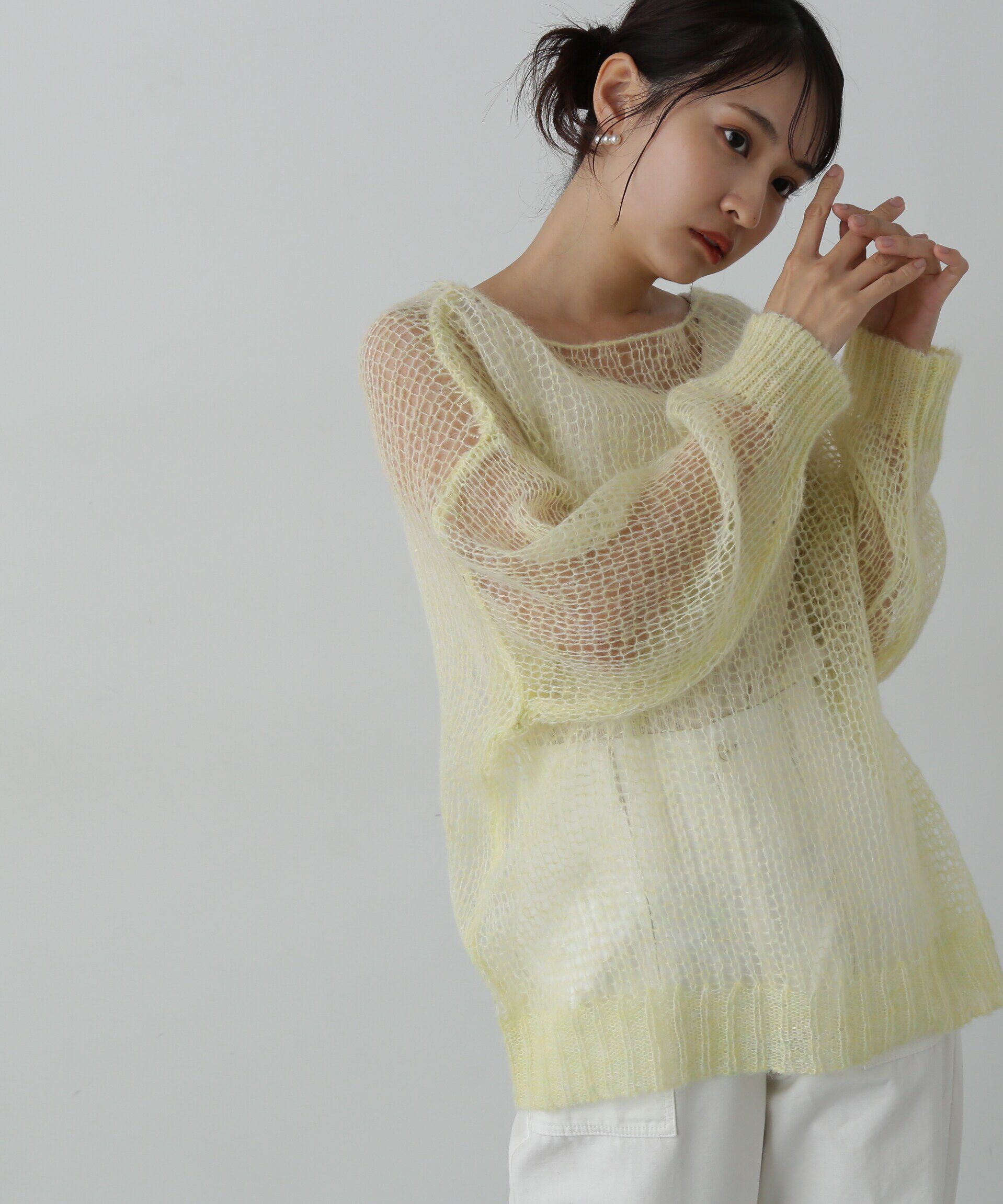  「透かし編みモヘヤ混ニット」|ニット・セーター|