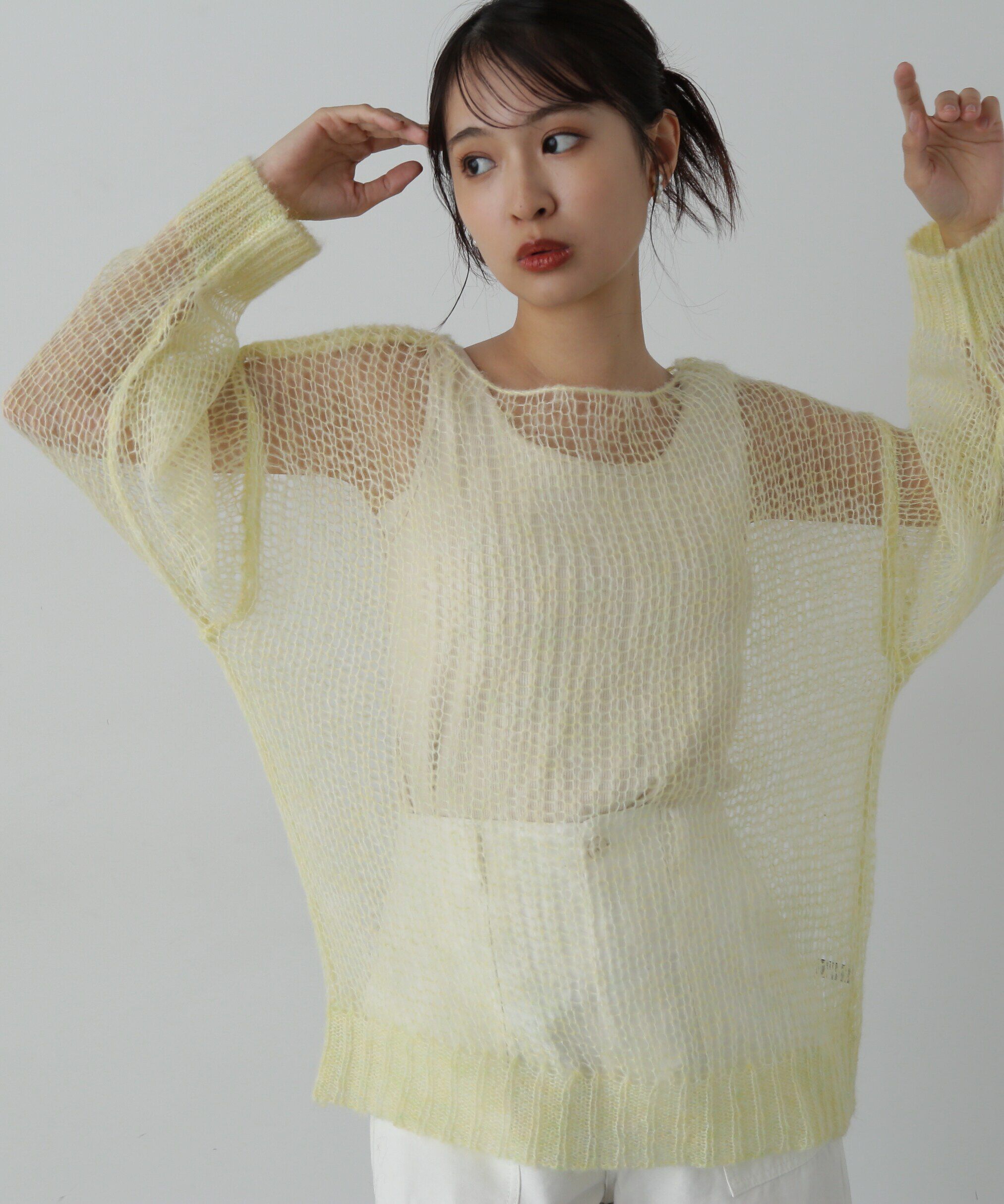  「透かし編みモヘヤ混ニット」|ニット・セーター|