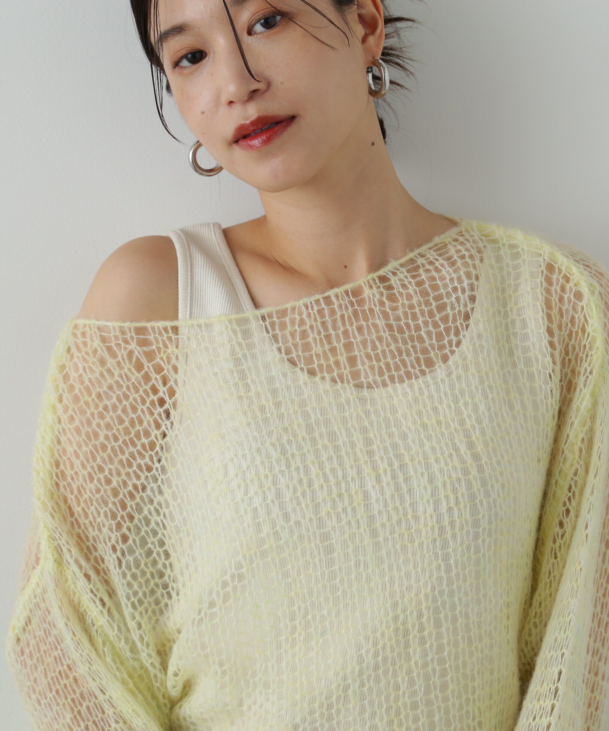  「透かし編みモヘヤ混ニット」|ニット・セーター|