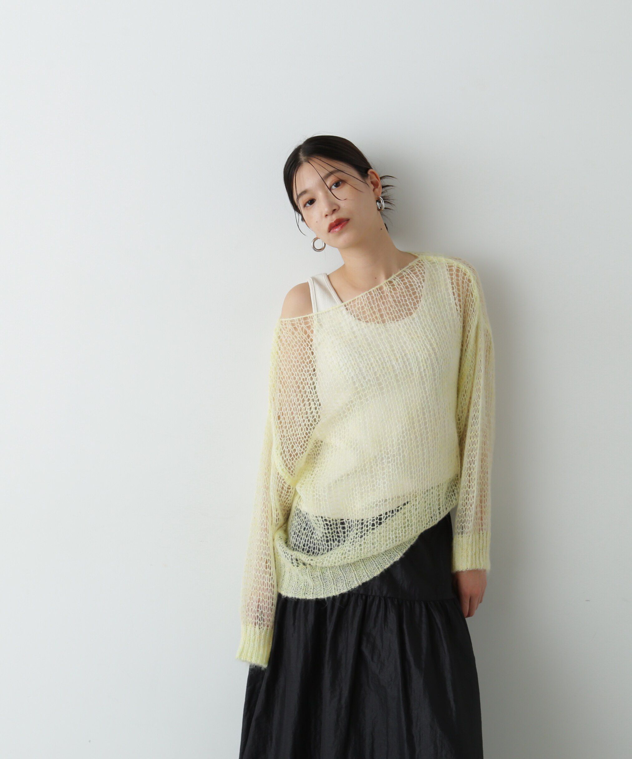  「透かし編みモヘヤ混ニット」|ニット・セーター|