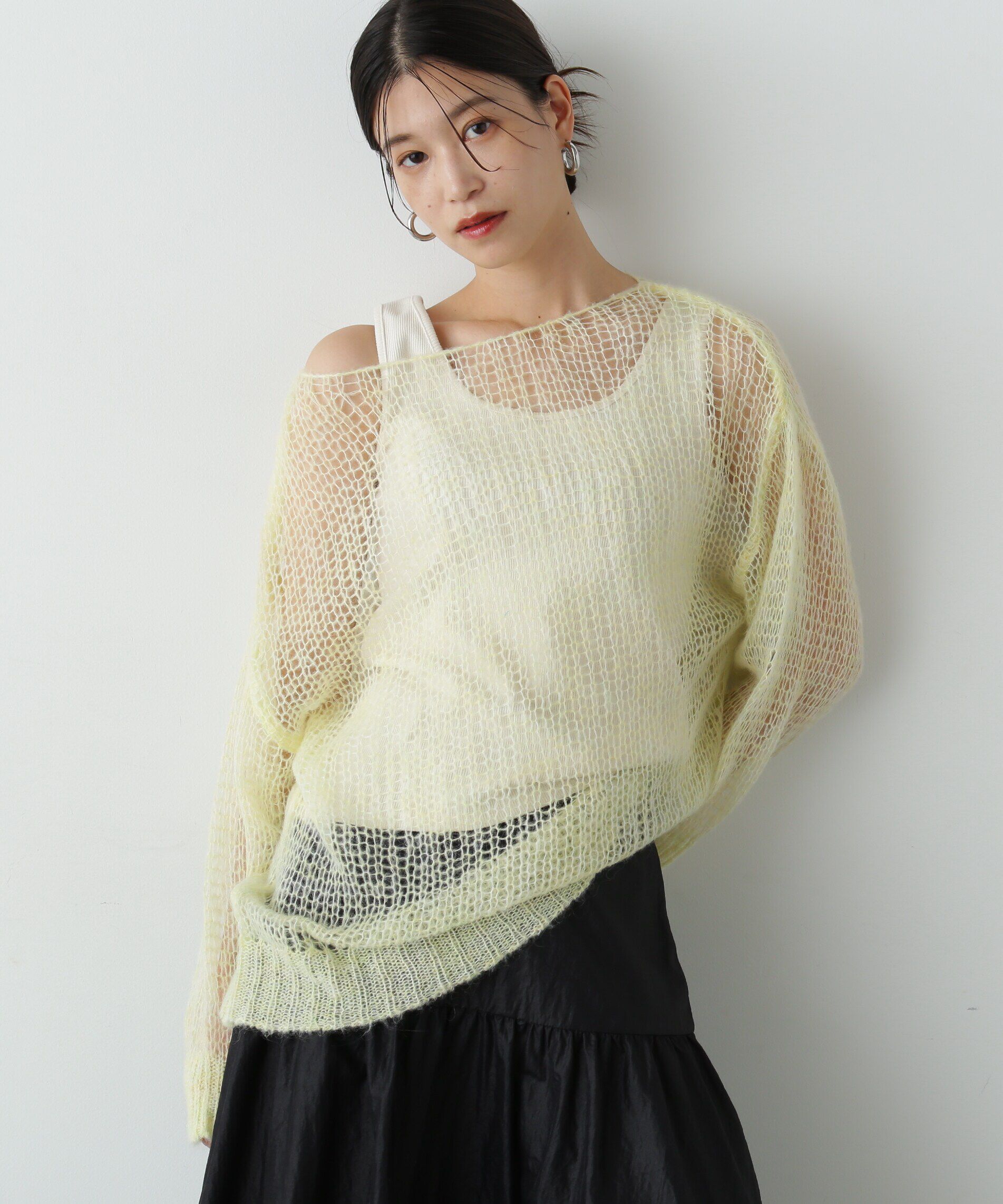  「透かし編みモヘヤ混ニット」|ニット・セーター|