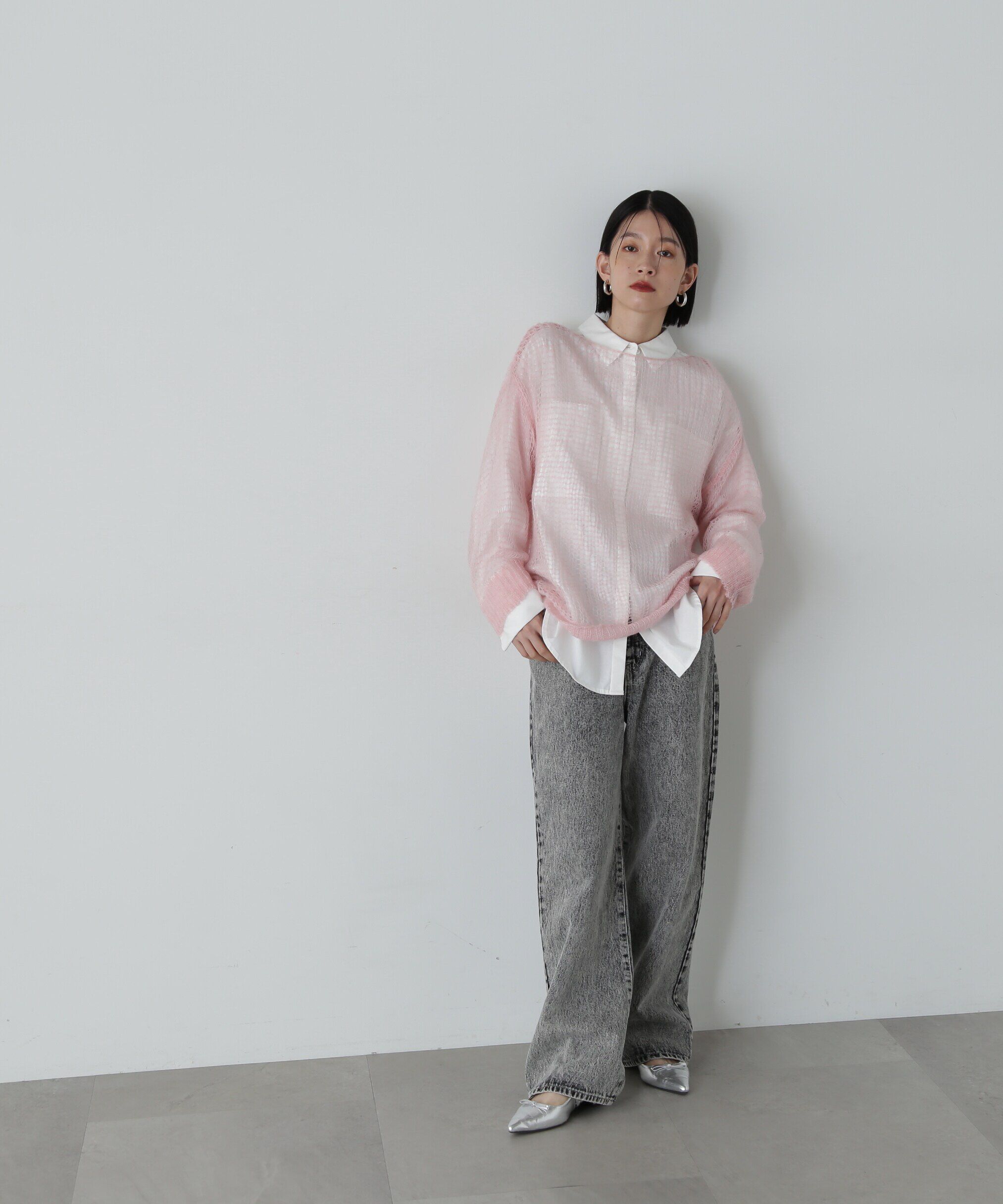  「透かし編みモヘヤ混ニット」|ニット・セーター|