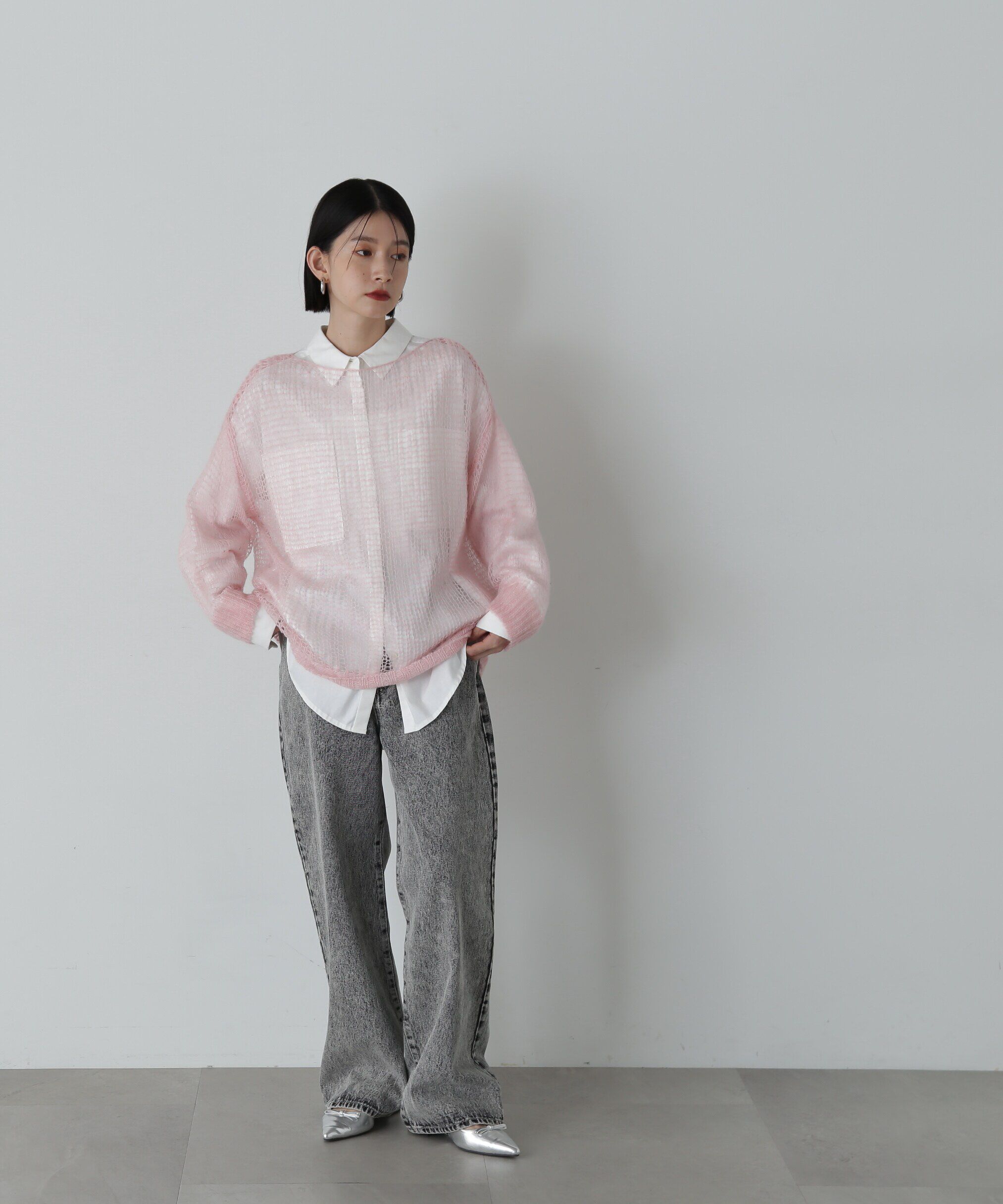  「透かし編みモヘヤ混ニット」|ニット・セーター|