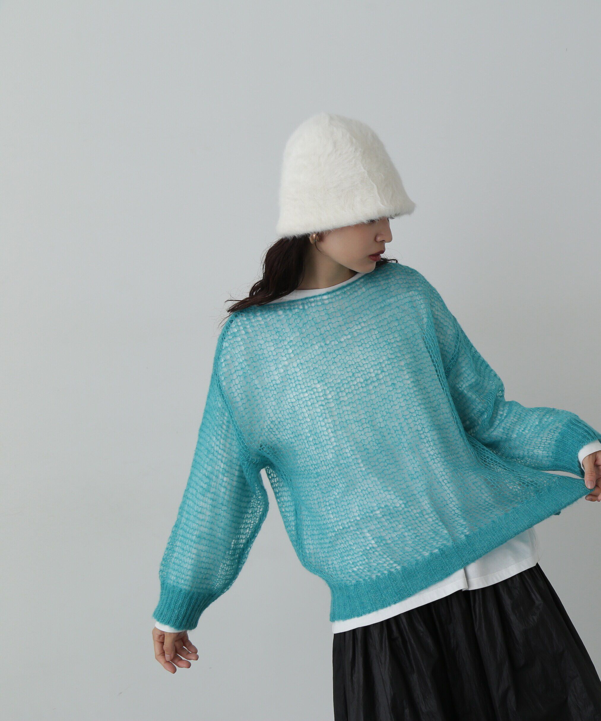  「透かし編みモヘヤ混ニット」|ニット・セーター|