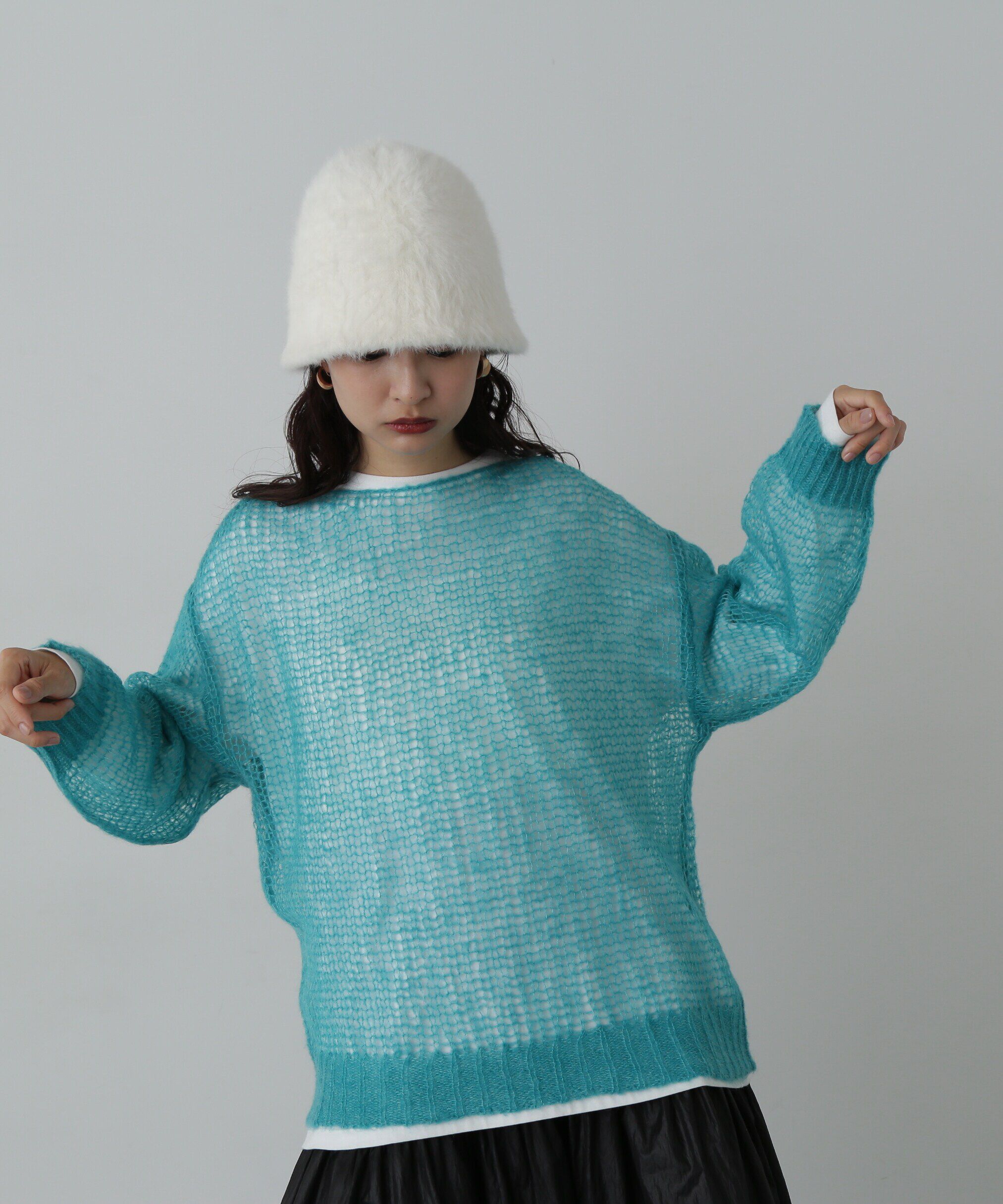  「透かし編みモヘヤ混ニット」|ニット・セーター|