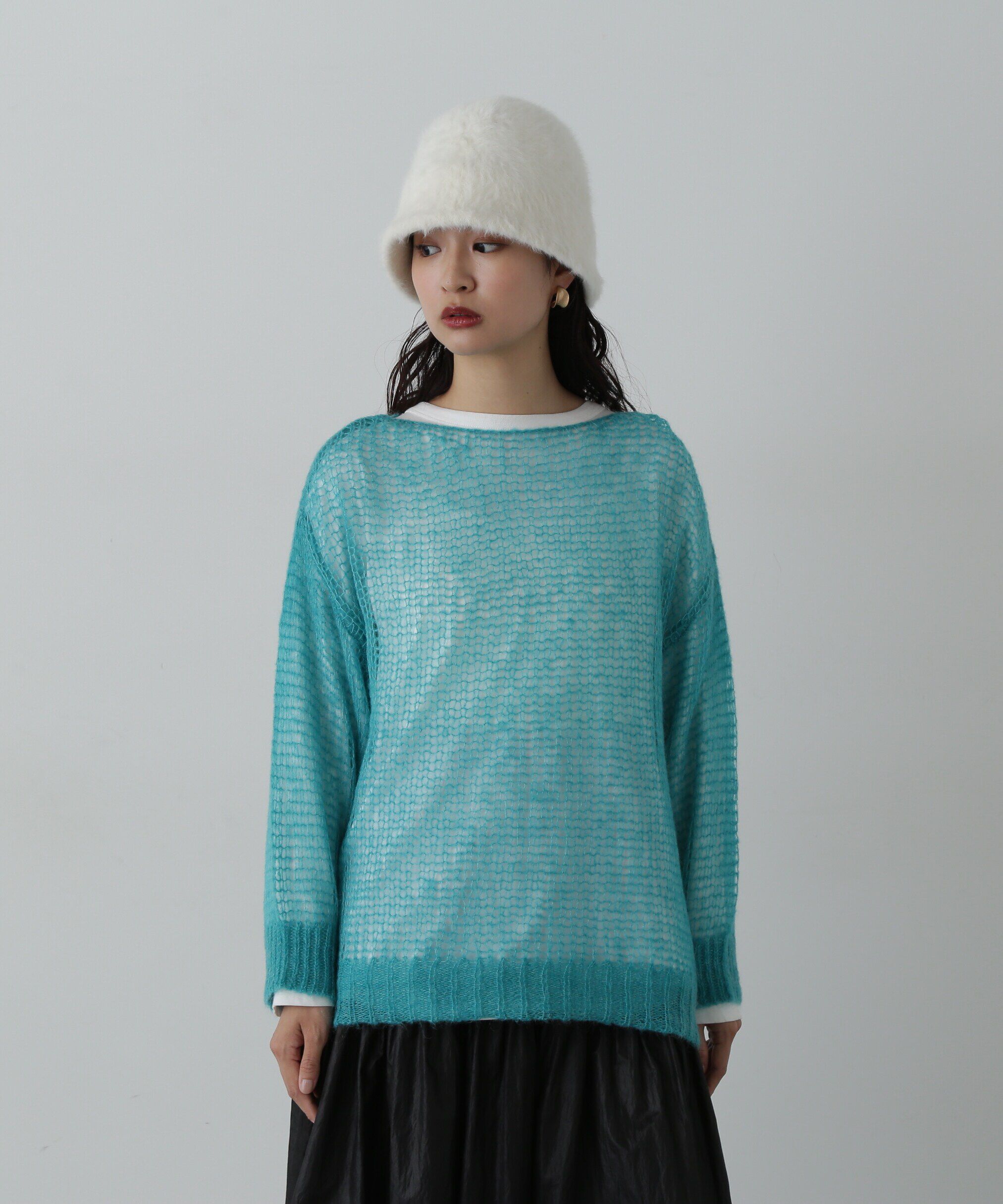  「透かし編みモヘヤ混ニット」|ニット・セーター|