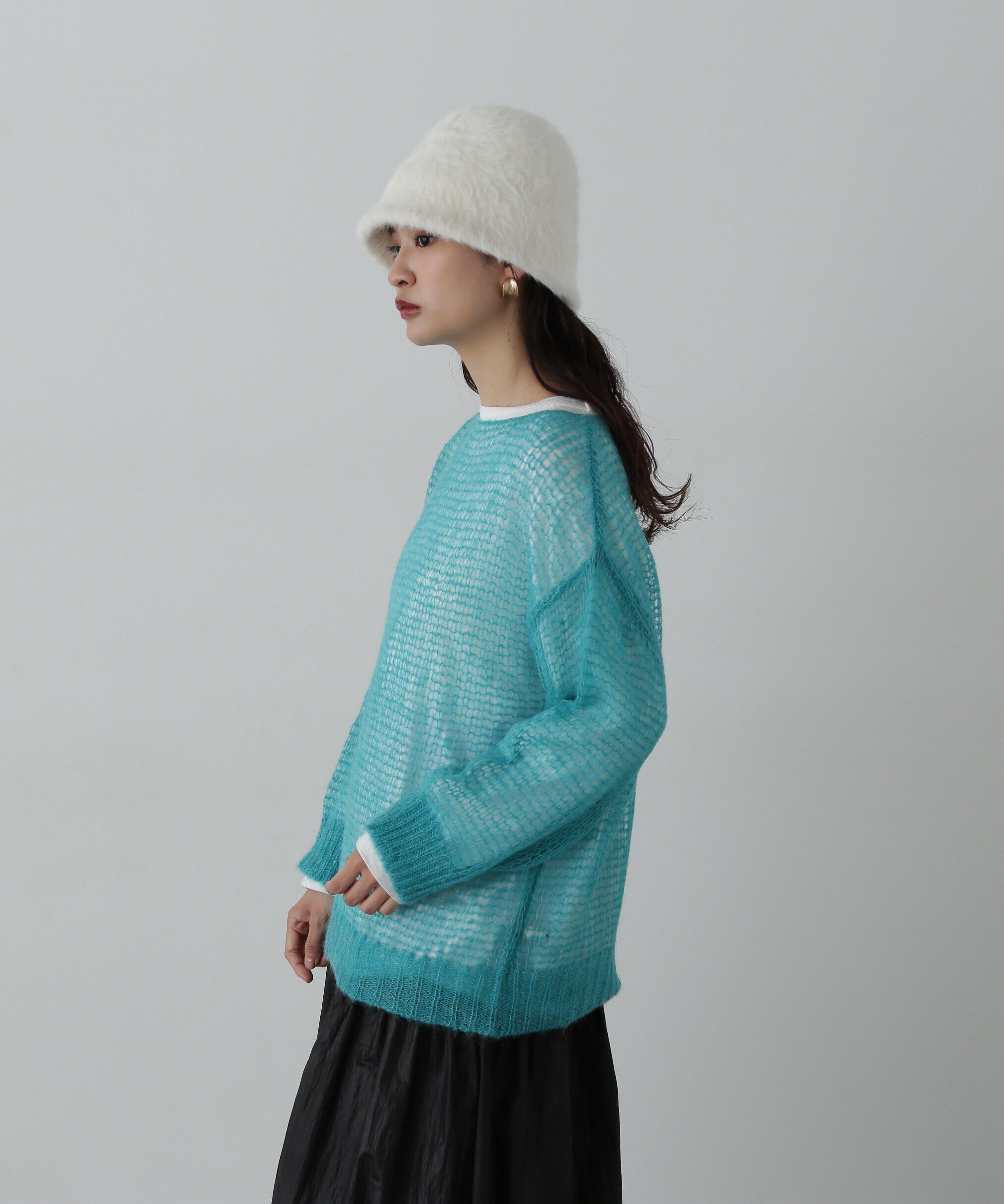  「透かし編みモヘヤ混ニット」|ニット・セーター|