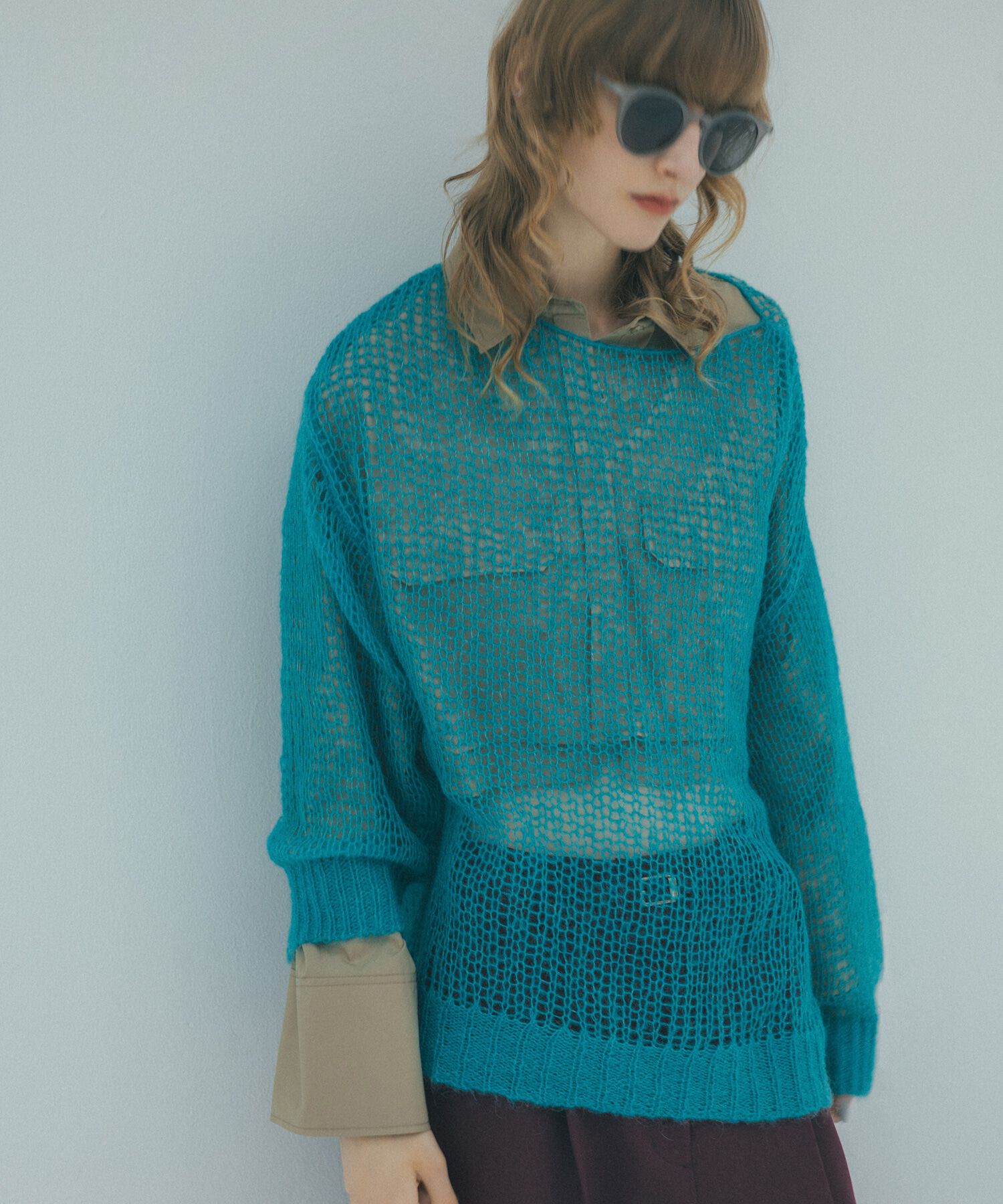  「透かし編みモヘヤ混ニット」|ニット・セーター|
