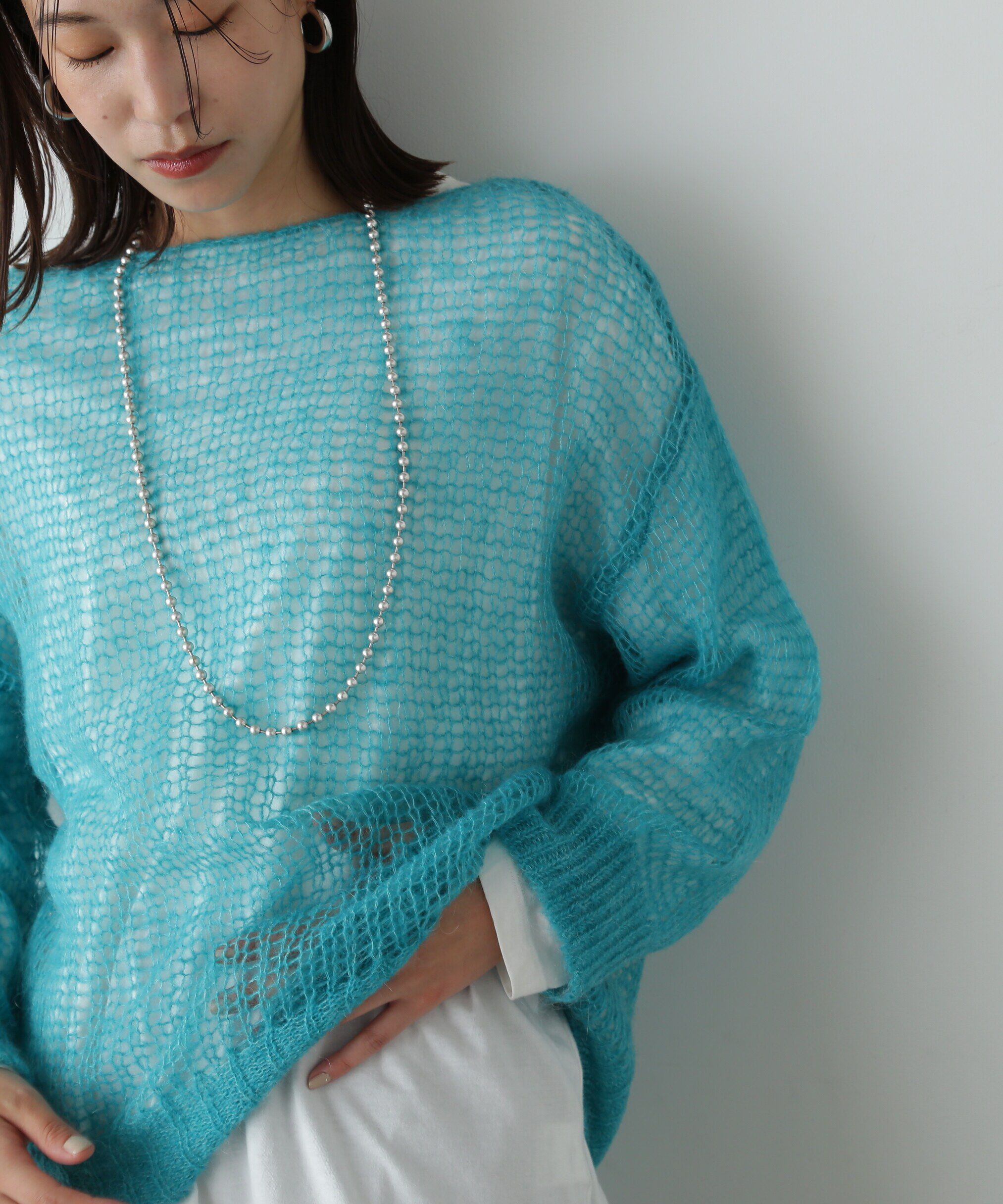  「透かし編みモヘヤ混ニット」|ニット・セーター|