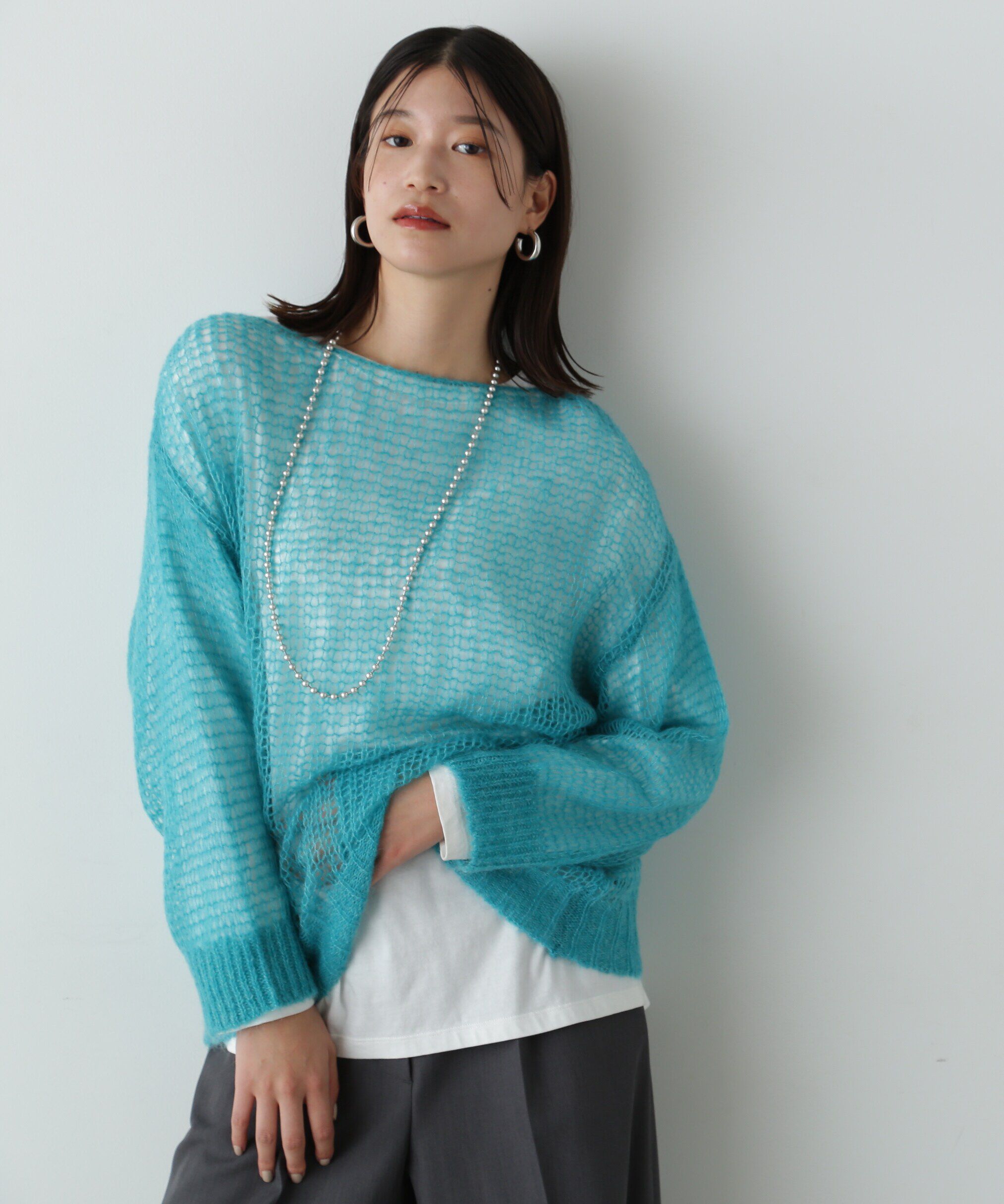  「透かし編みモヘヤ混ニット」|ニット・セーター|