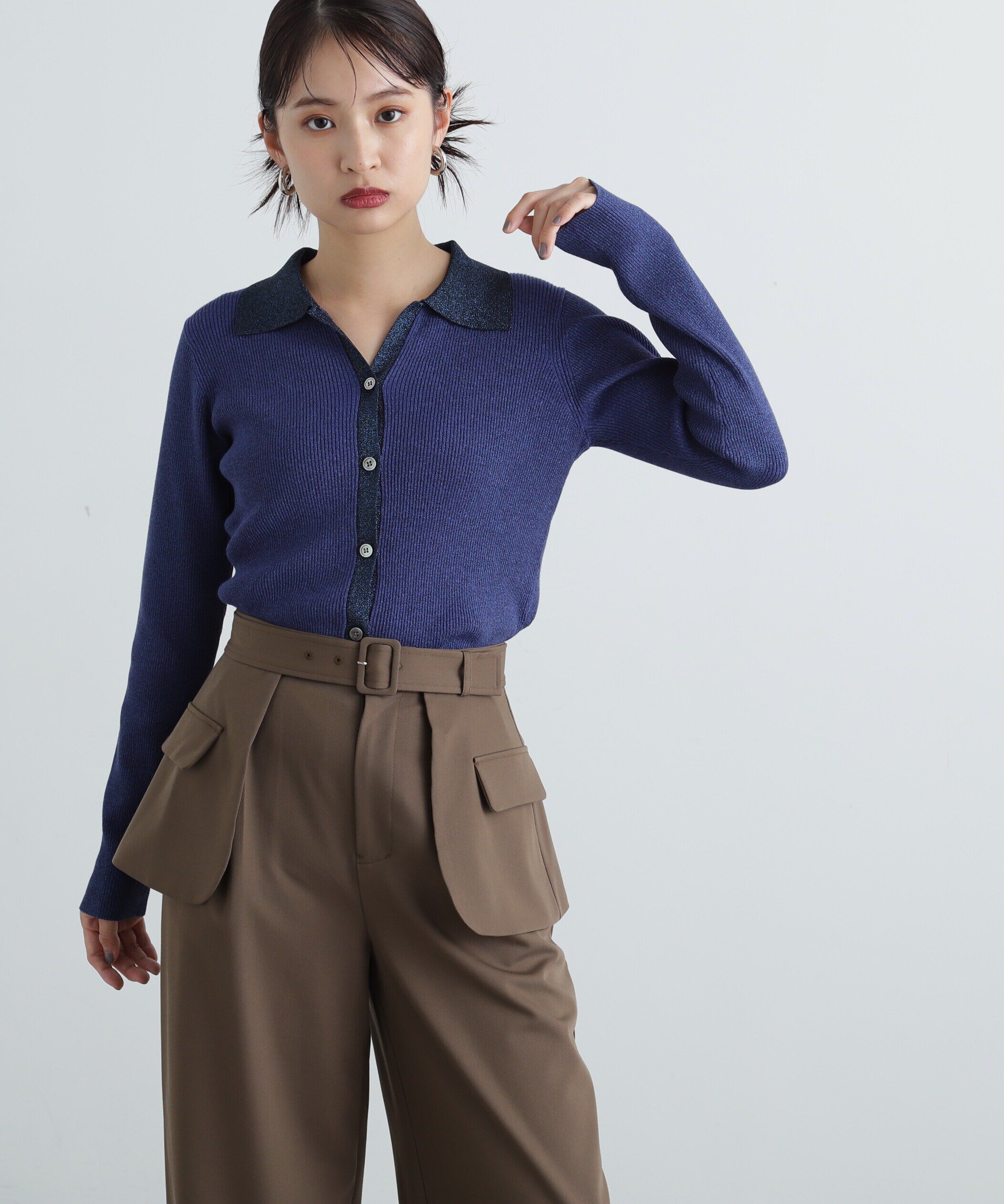  「ラメリブポロニット《レッド：official site・一部店舗限定》」|ニット・セーター|