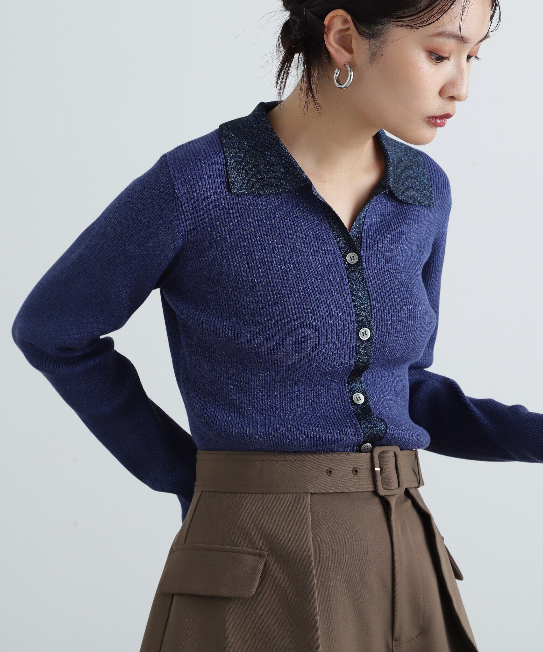  「ラメリブポロニット《レッド：official site・一部店舗限定》」|ニット・セーター|