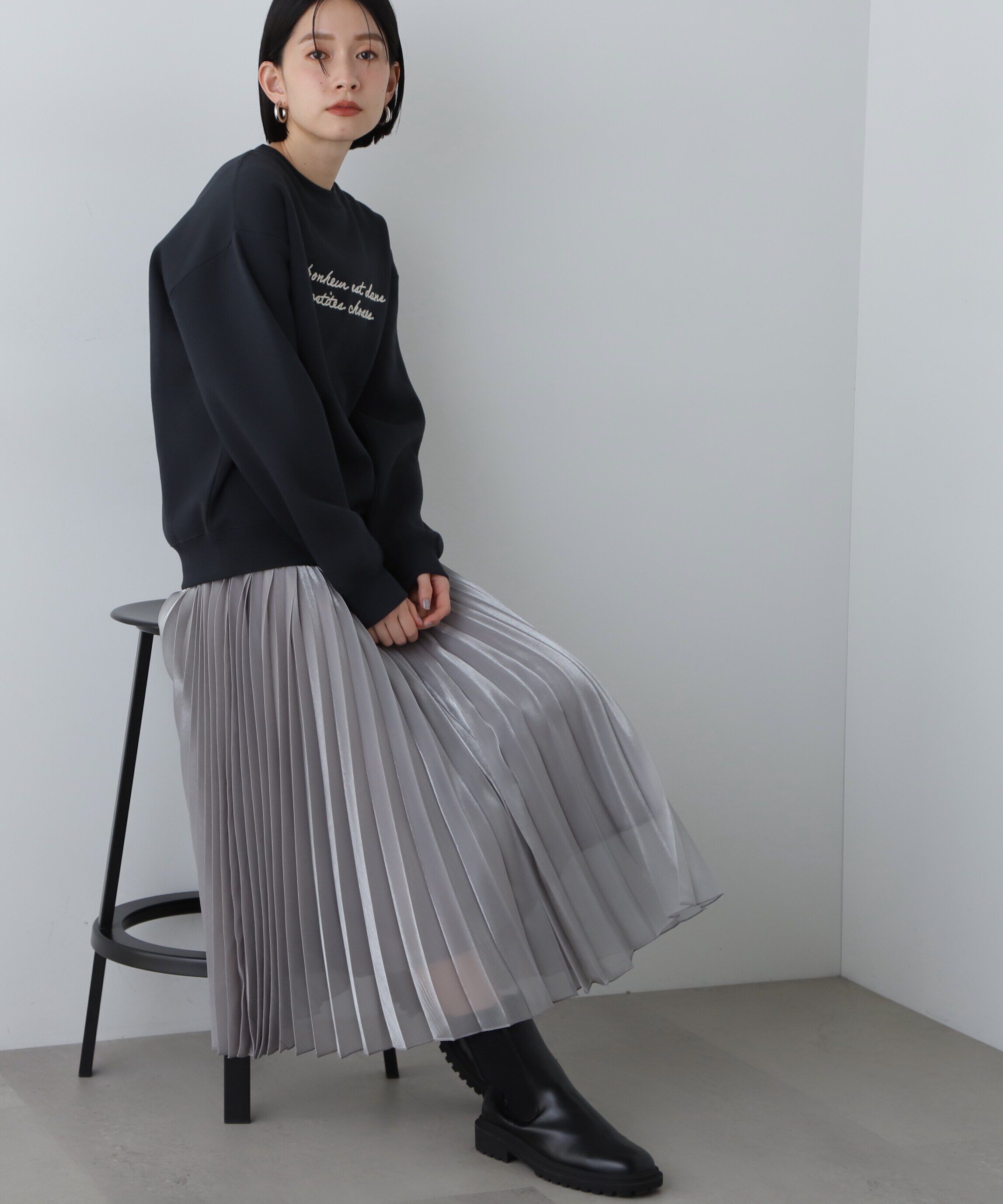  「シャイニープリーツスカート」|スカート|グレー
