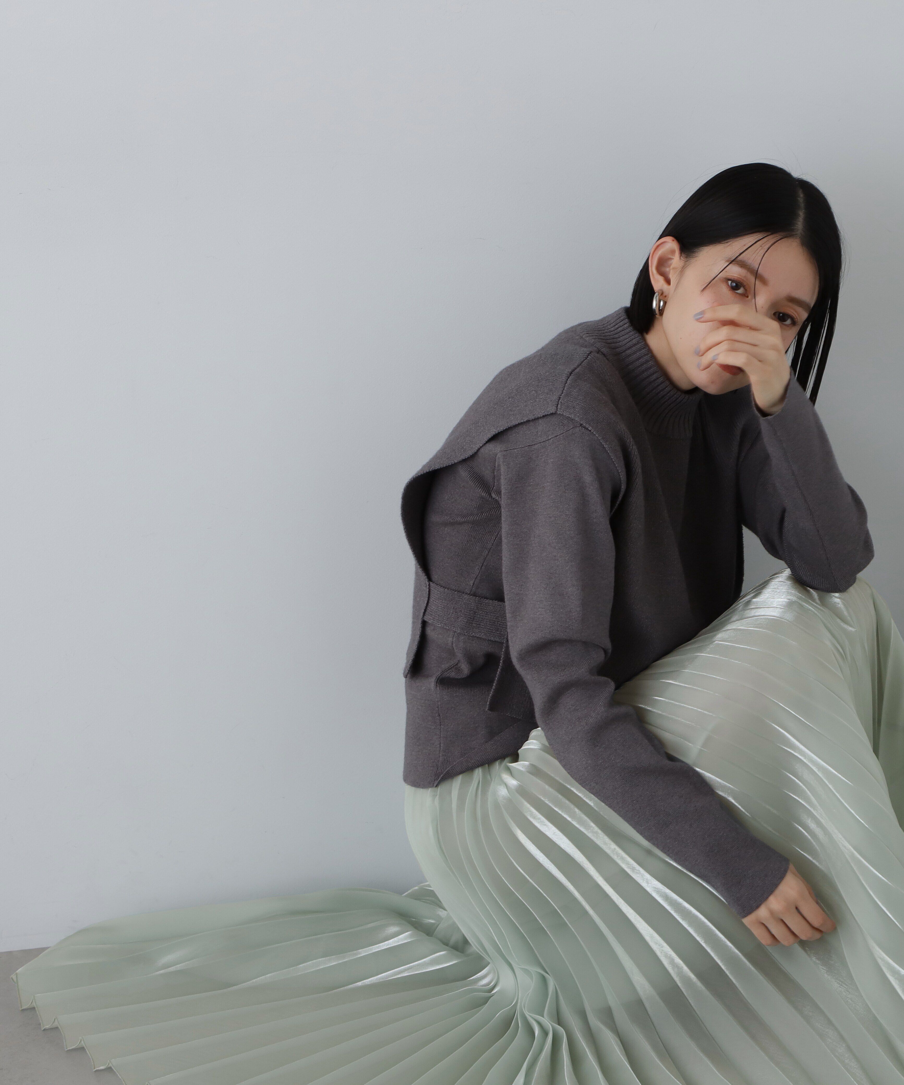  「シャイニープリーツスカート」|スカート|ライトグリー