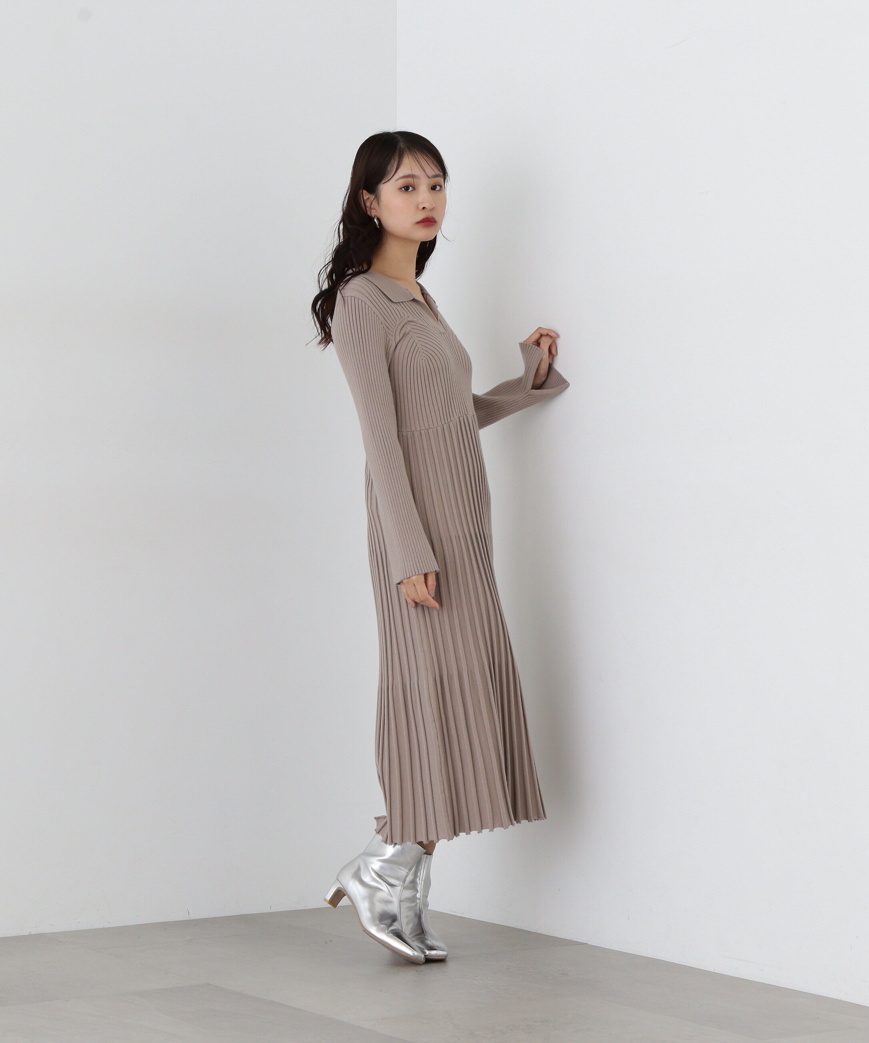  「スキッパーポロニットワンピース」|ワンピース|