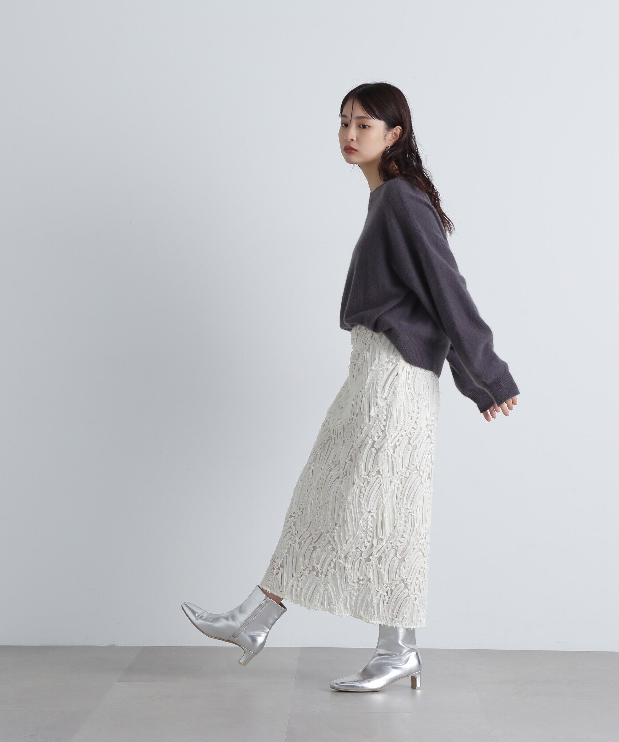  「シアー刺繍スカート」|スカート|