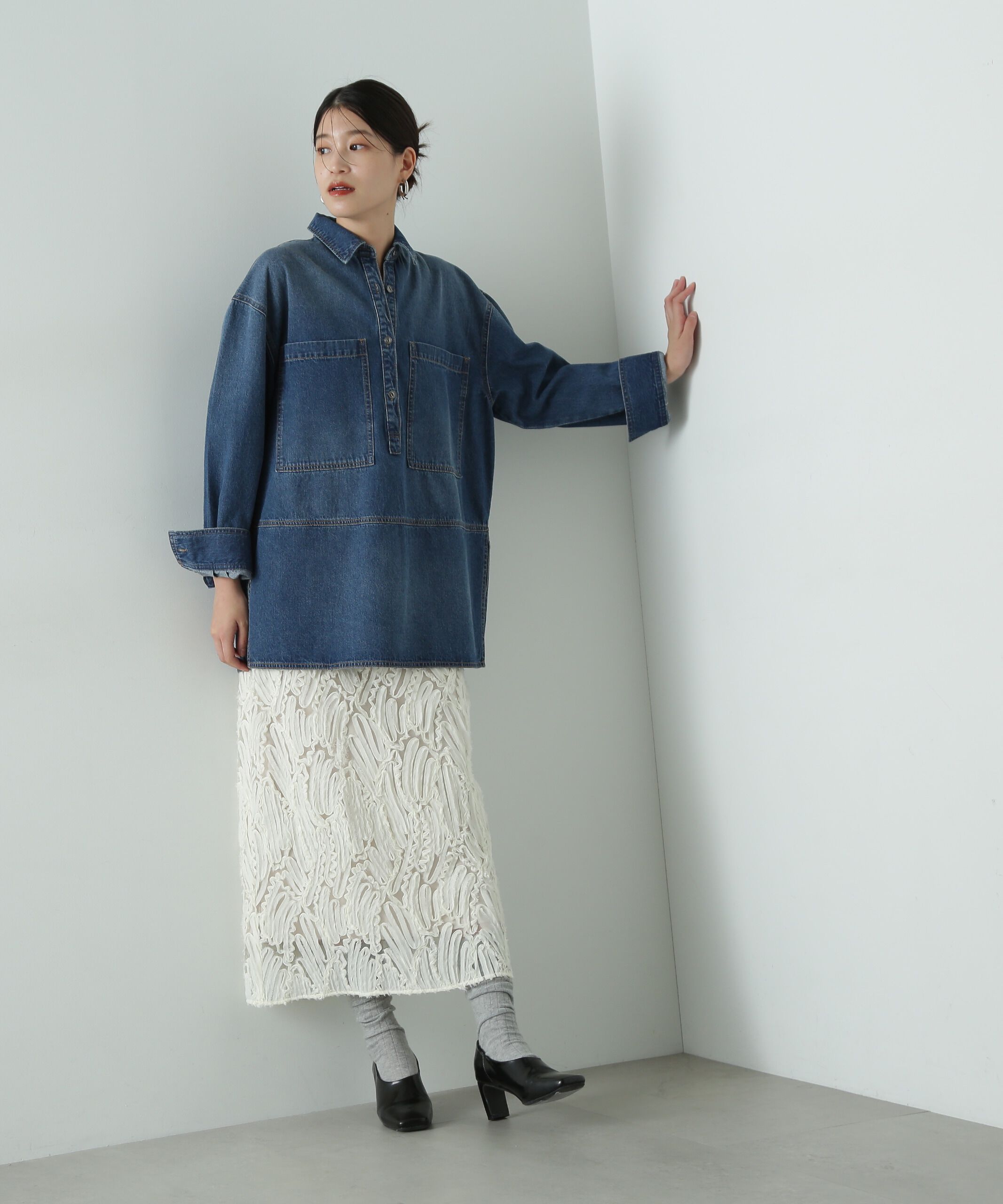  「シアー刺繍スカート」|スカート|