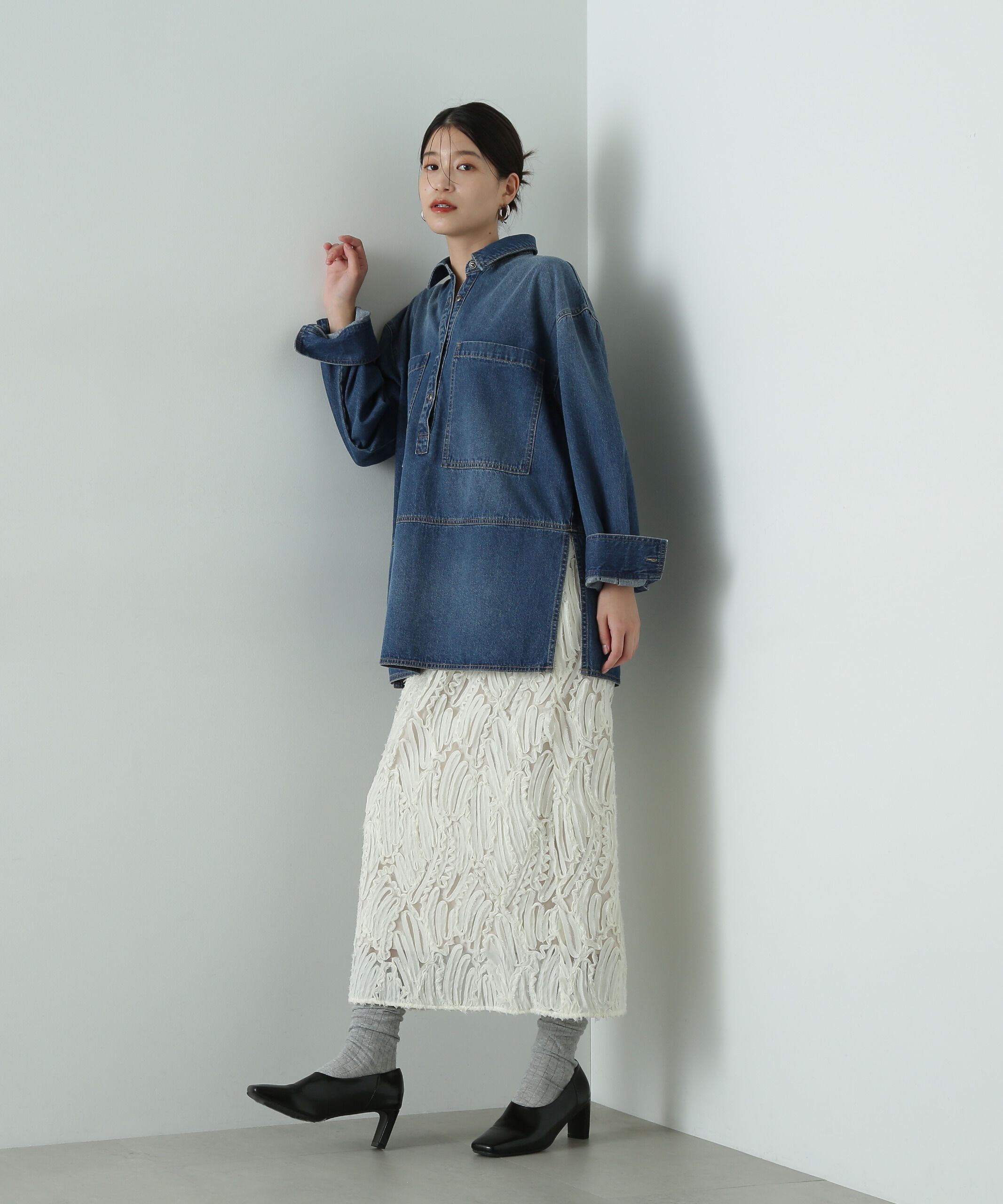  「シアー刺繍スカート」|スカート|