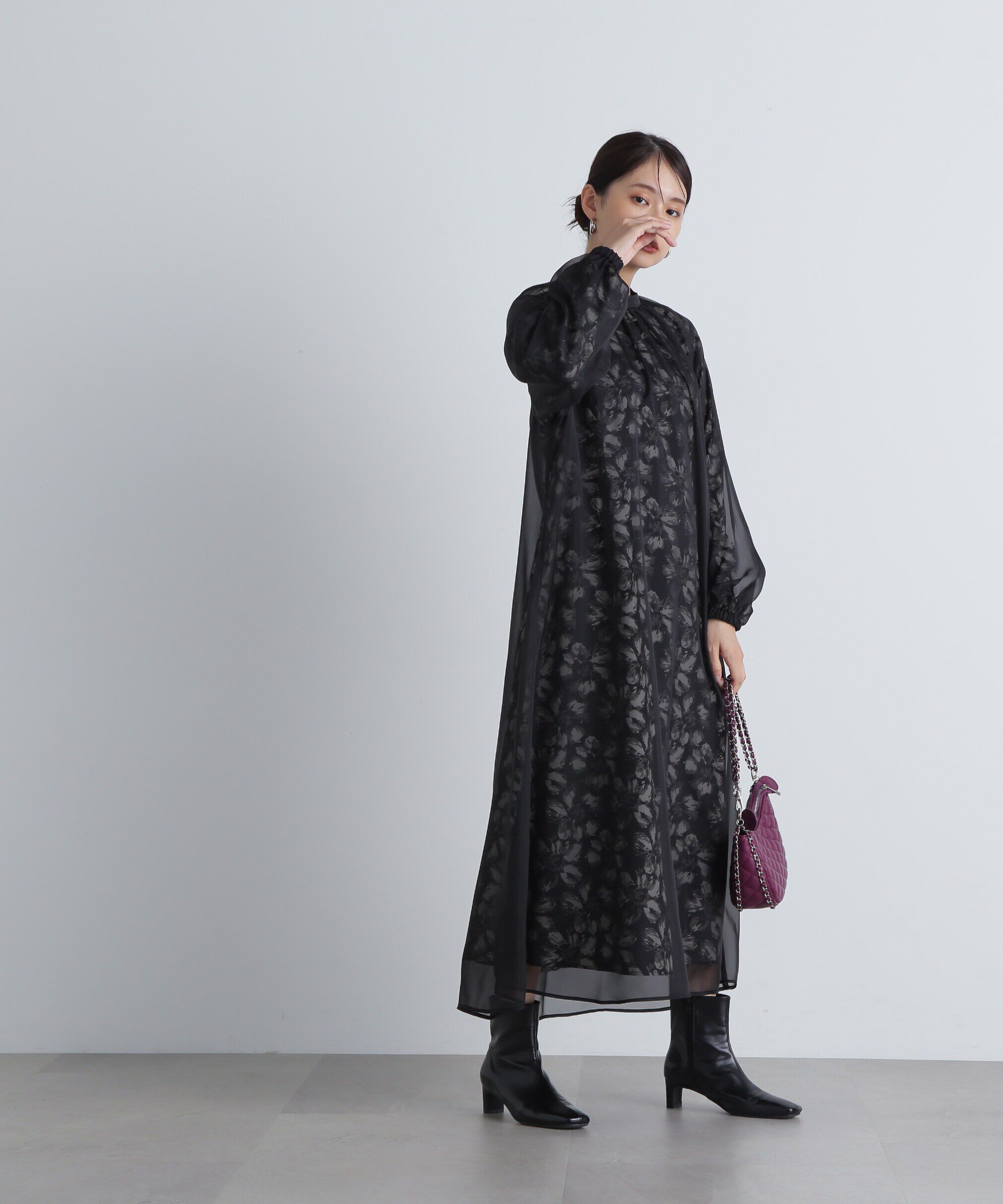  「シアーレイヤードプリントワンピース」|ワンピース|