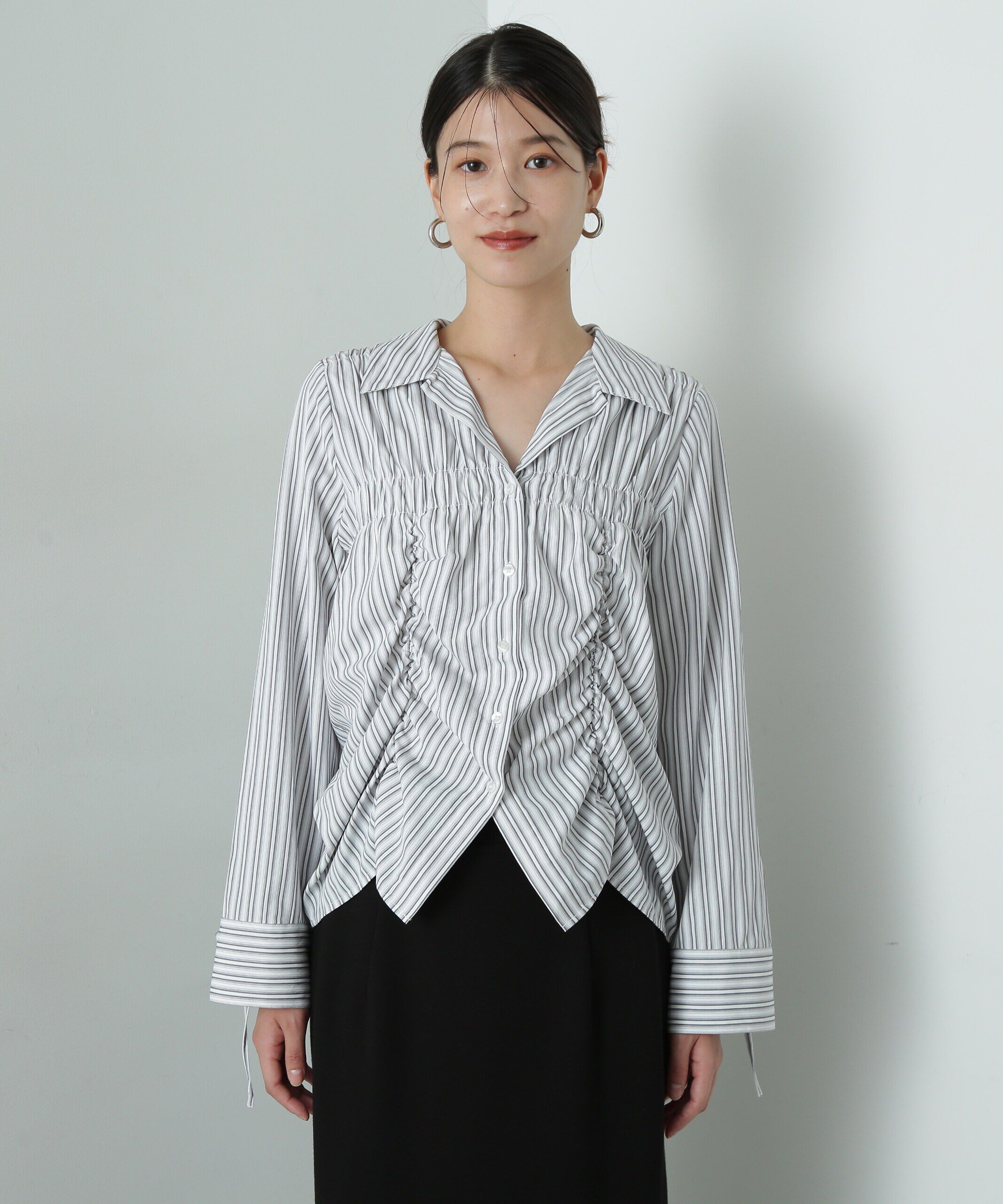  「シャーリングデザインシャツ」|シャツ・ブラウス|