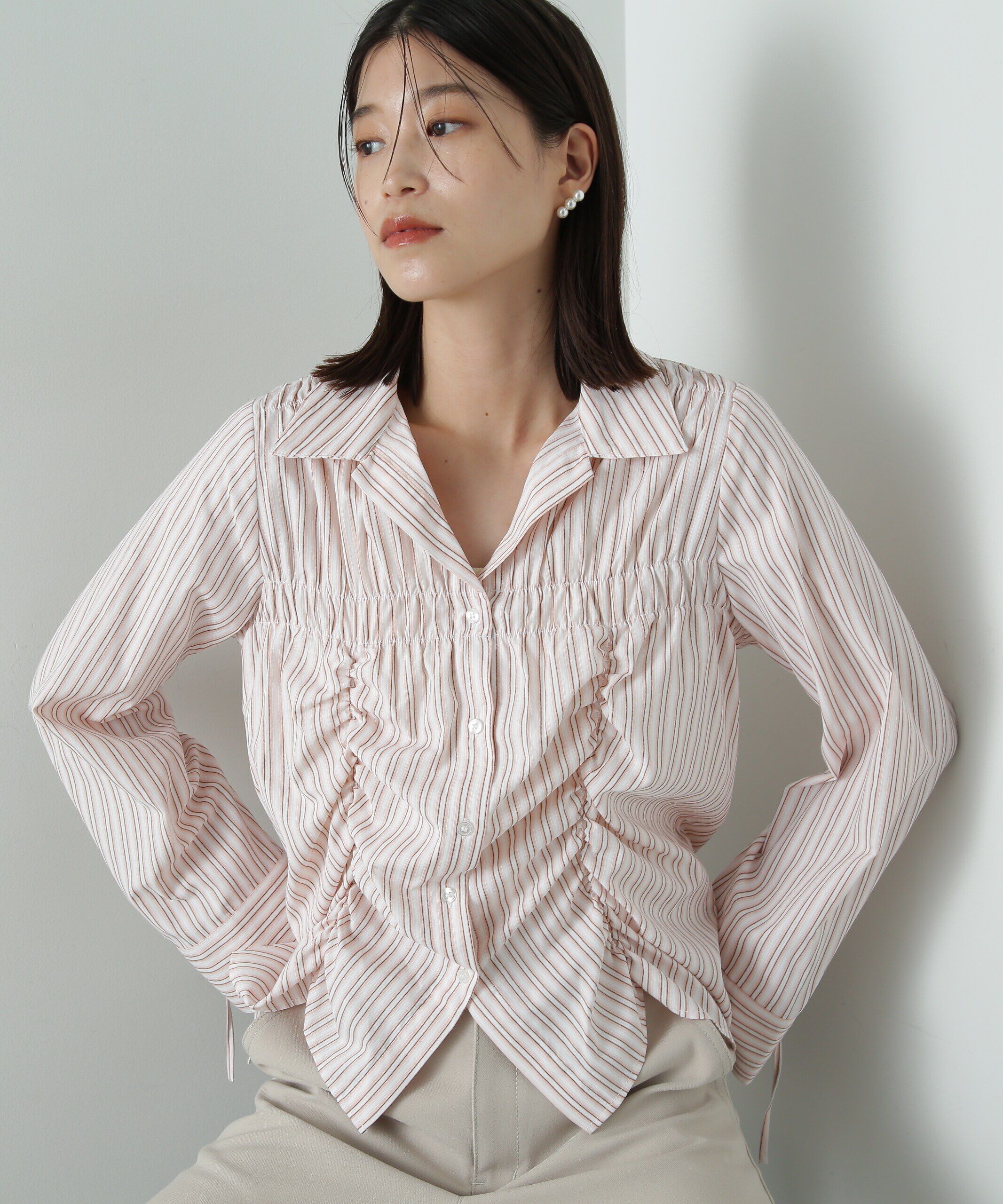  「シャーリングデザインシャツ」|シャツ・ブラウス|