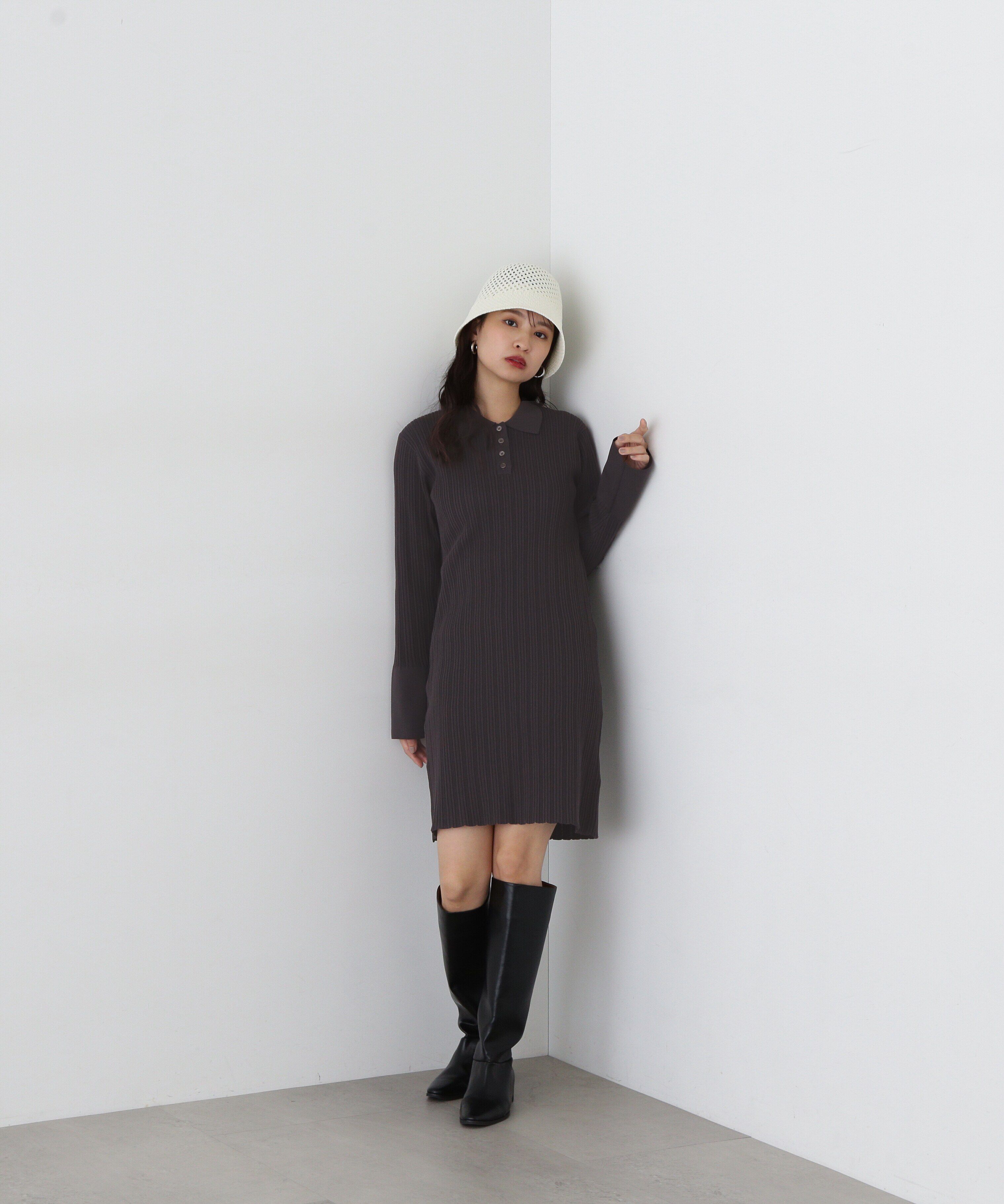  「フレアカフスポロミニワンピース」|ワンピース|