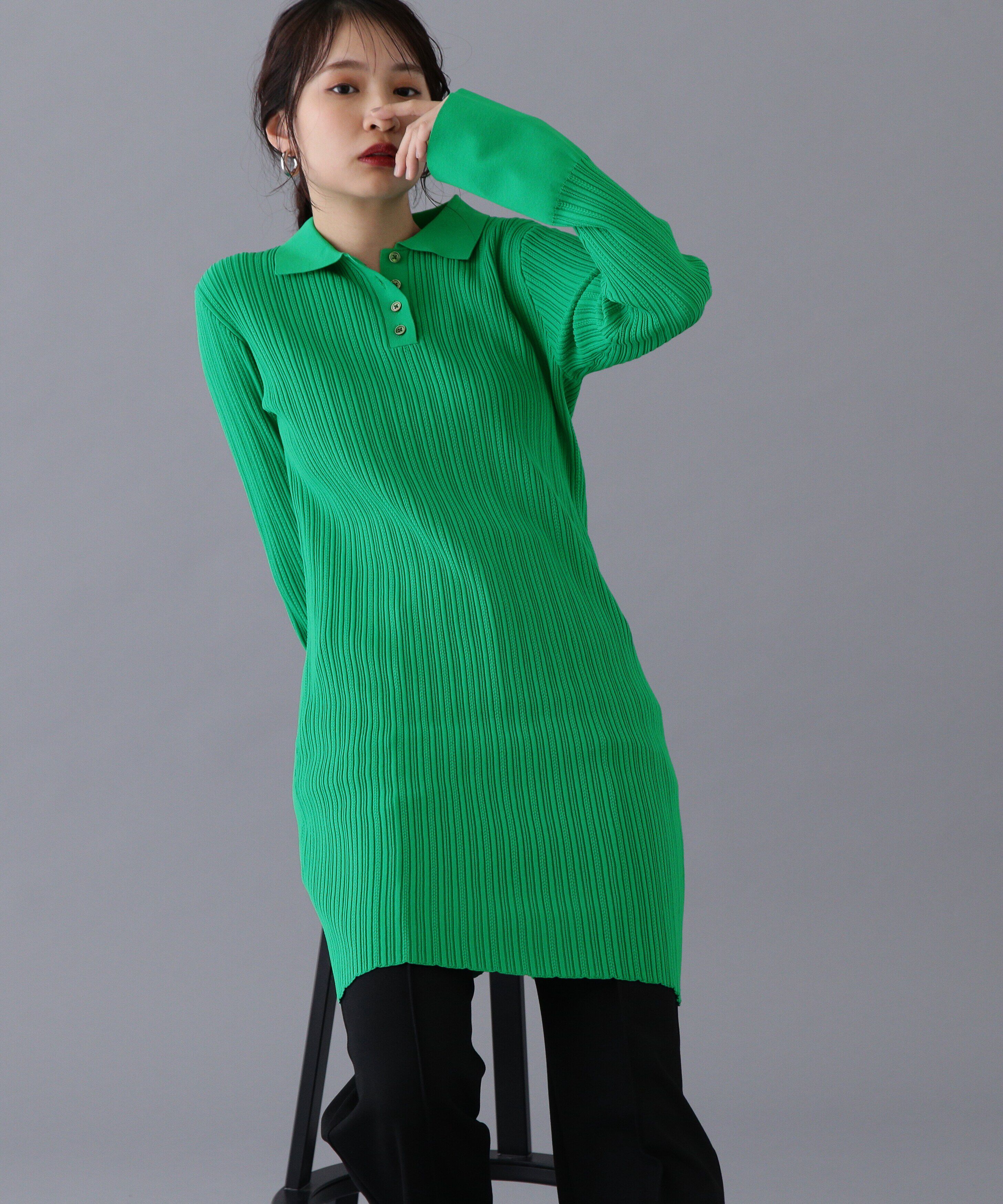  「フレアカフスポロミニワンピース」|ワンピース|