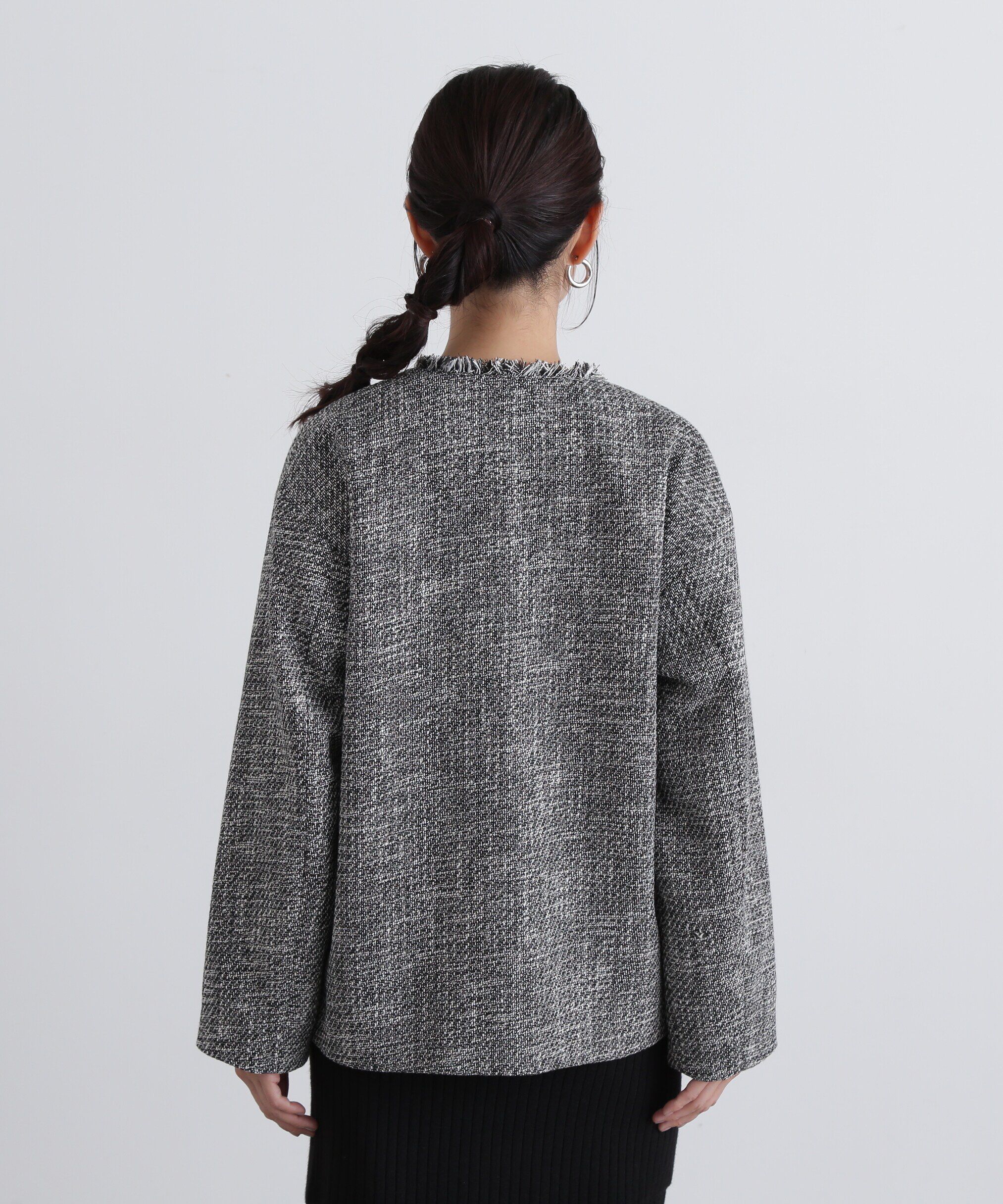  「ノーカラーツイードブルゾン」|ブルゾン・スタジャン|