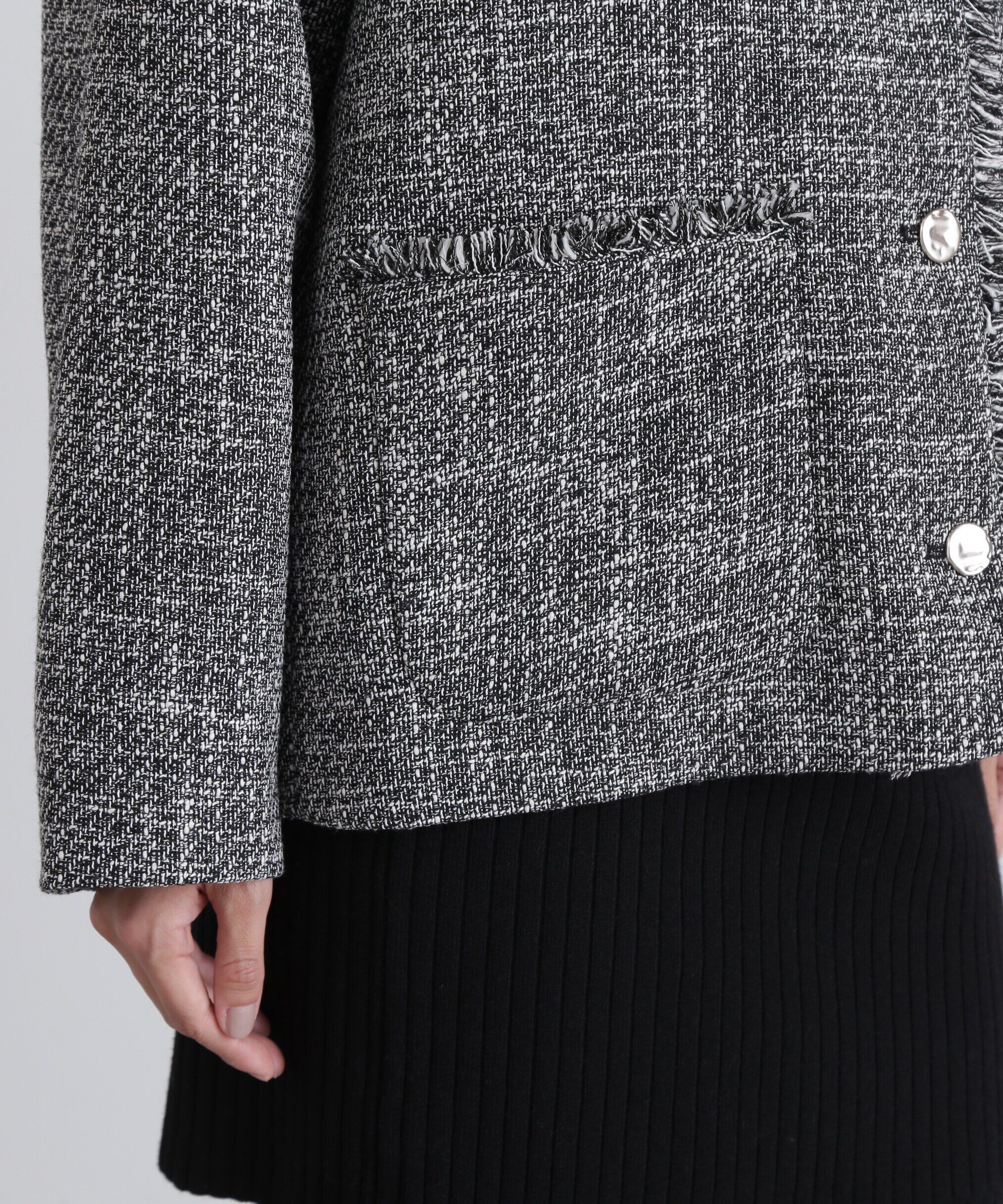  「ノーカラーツイードブルゾン」|ブルゾン・スタジャン|