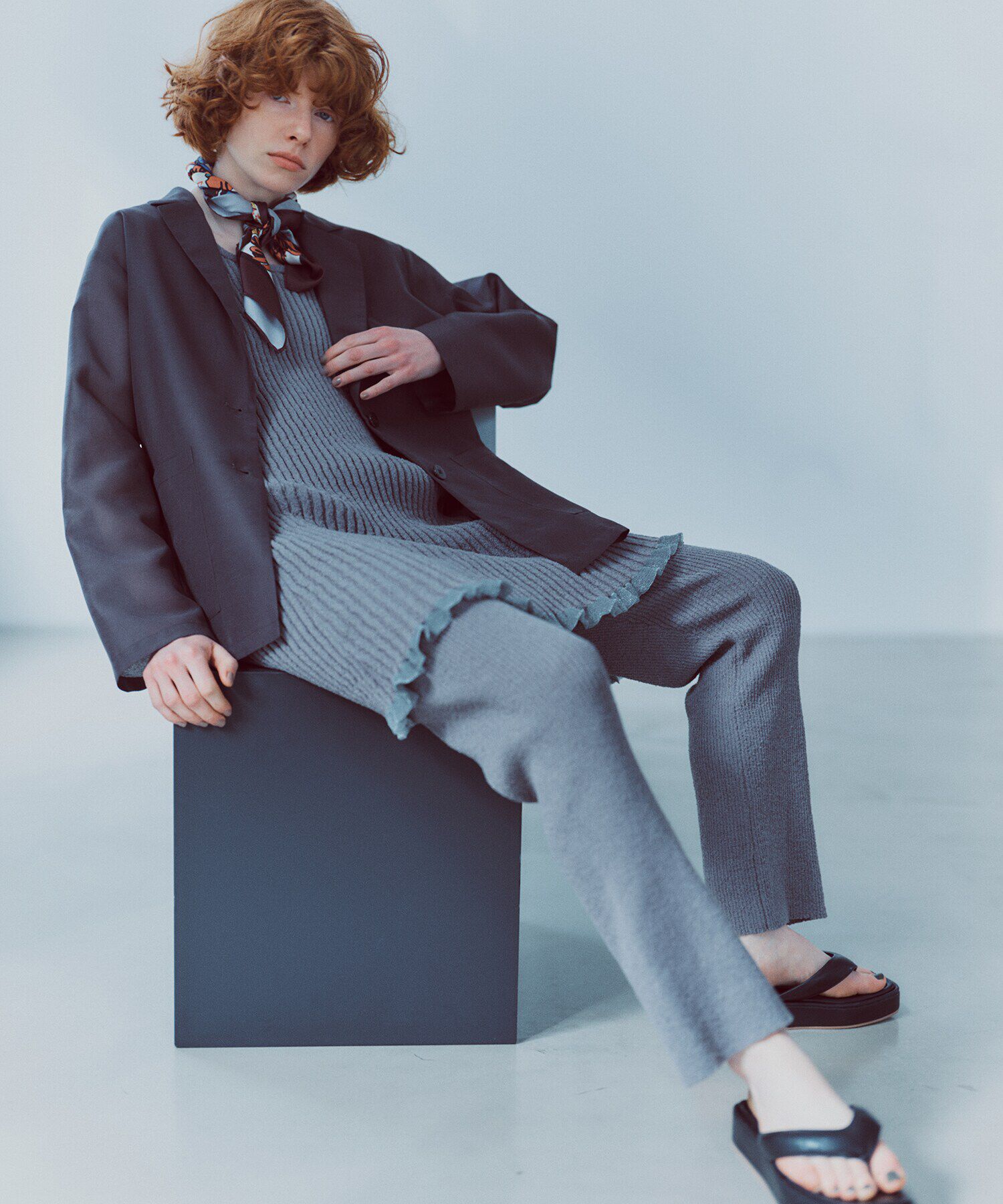  「ドライタッチニットセットアップ」|ワンピース|グレー