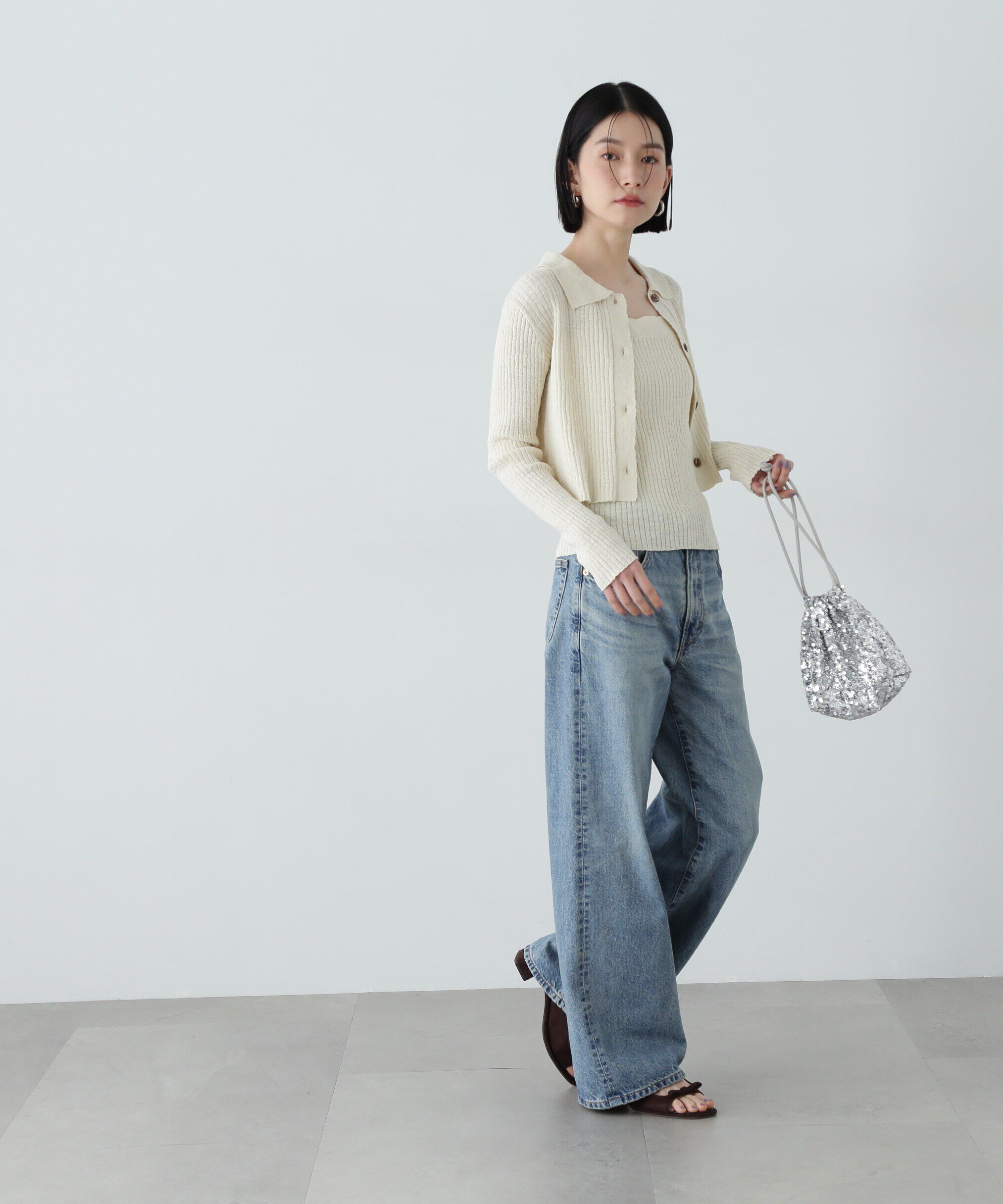  「襟付きカーディガン＆キャミセット」|ニット・セーター|