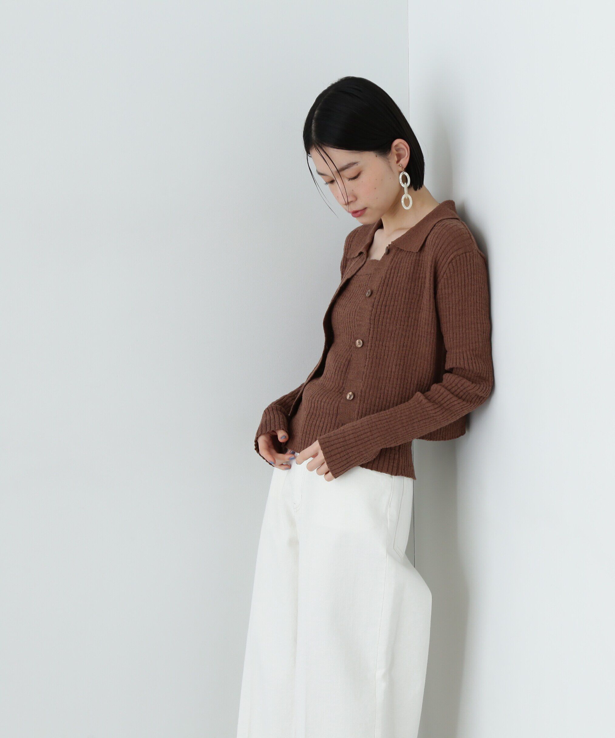  「襟付きカーディガン＆キャミセット」|ニット・セーター|