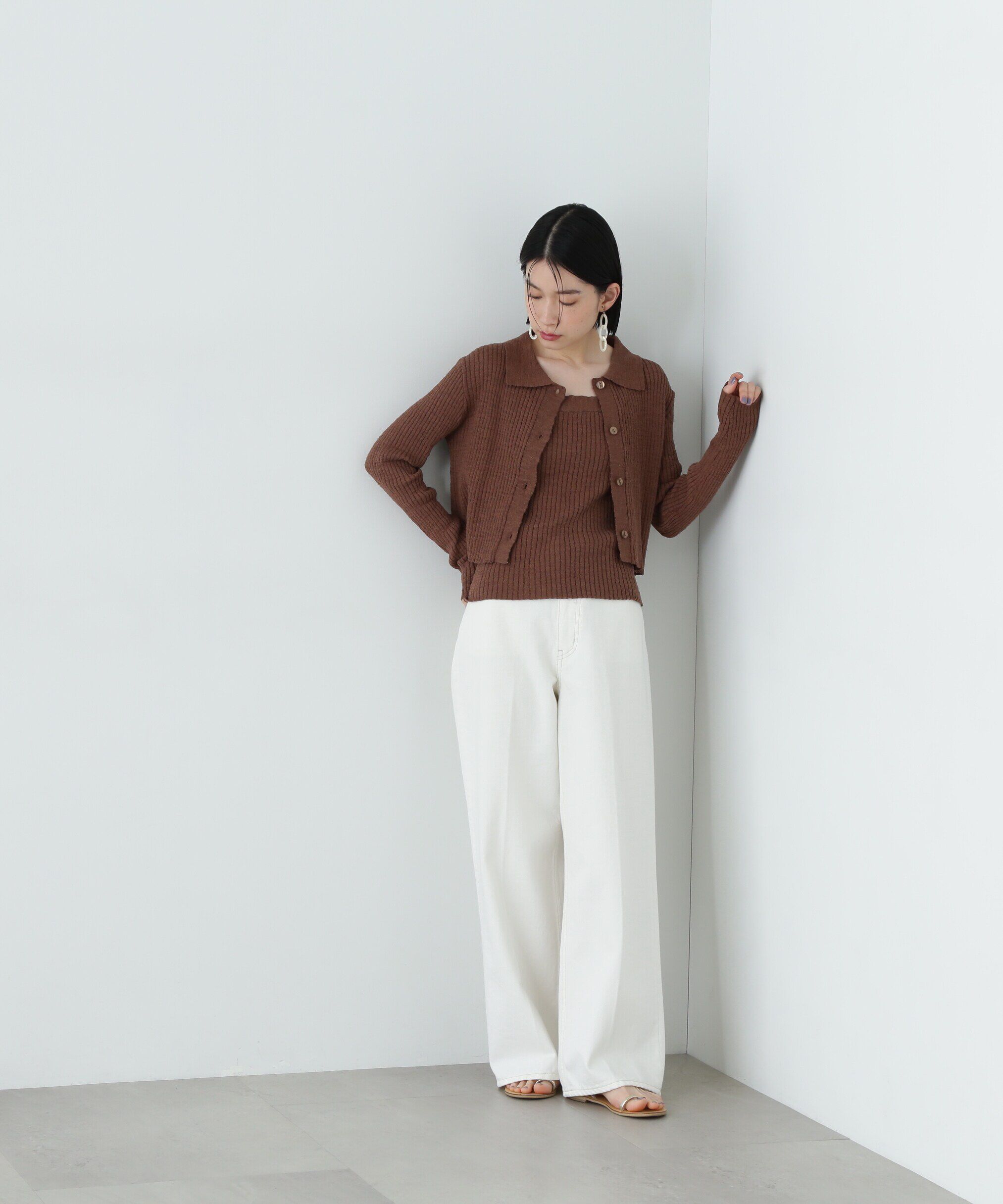  「襟付きカーディガン＆キャミセット」|ニット・セーター|