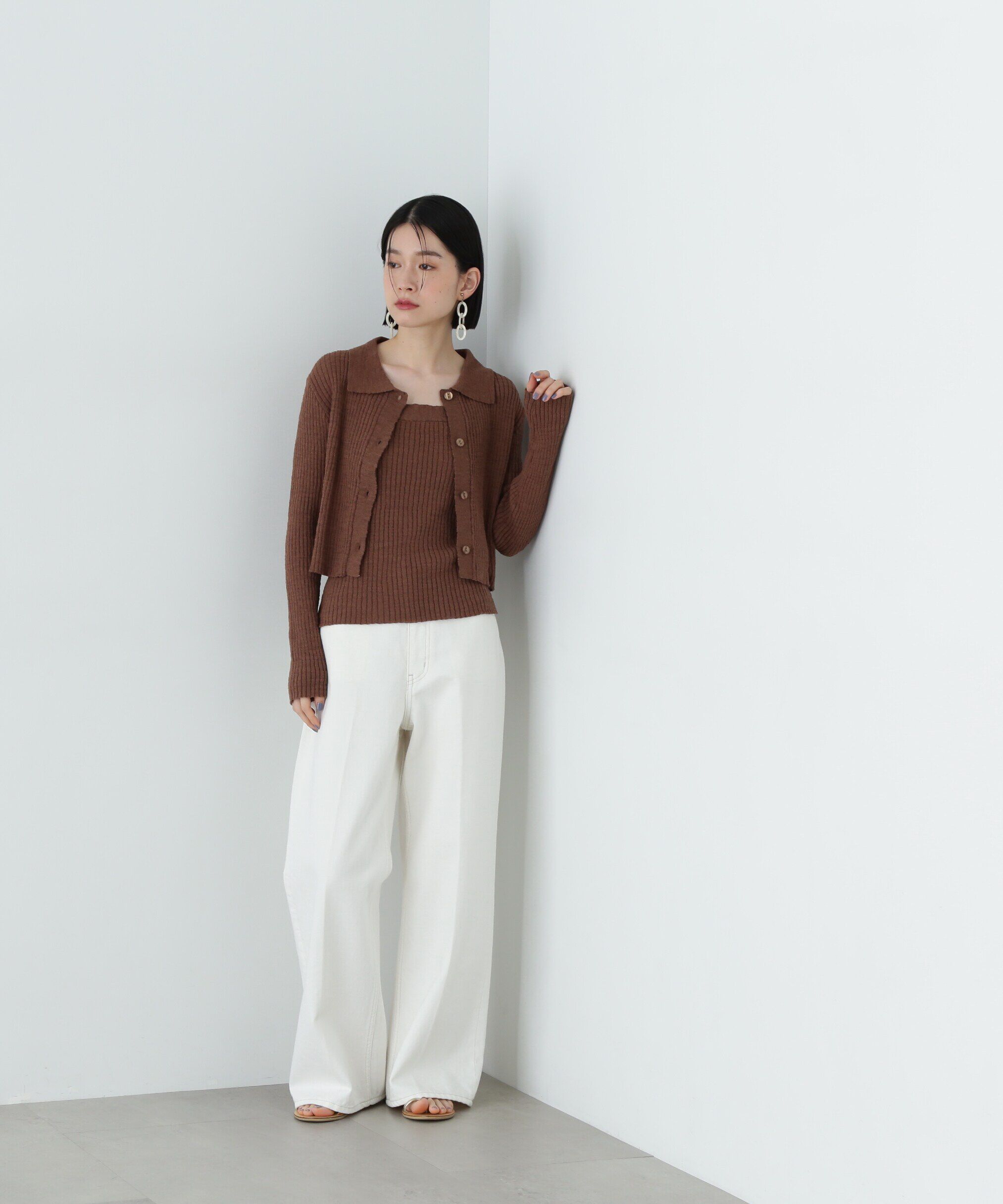  「襟付きカーディガン＆キャミセット」|ニット・セーター|