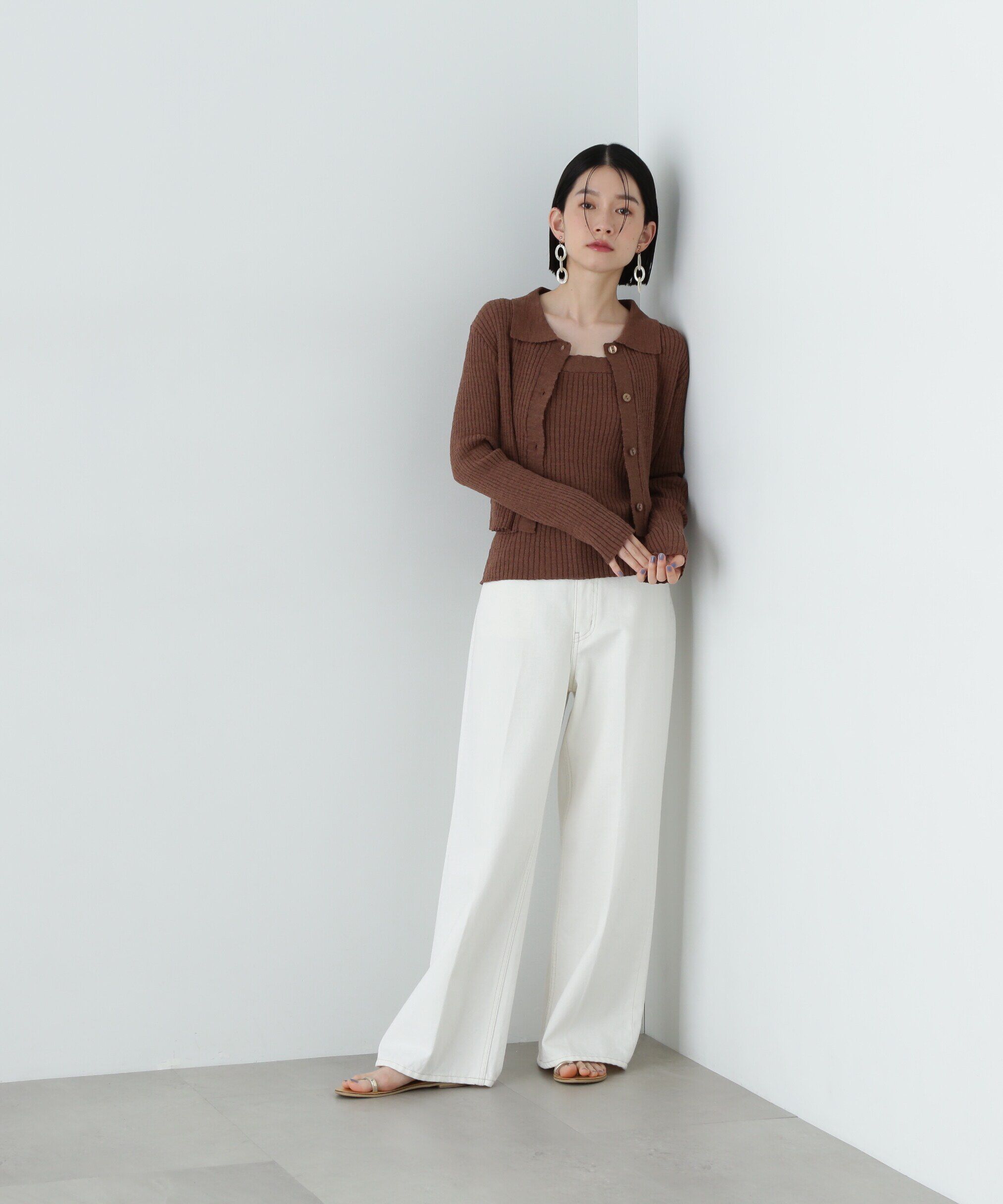  「襟付きカーディガン＆キャミセット」|ニット・セーター|