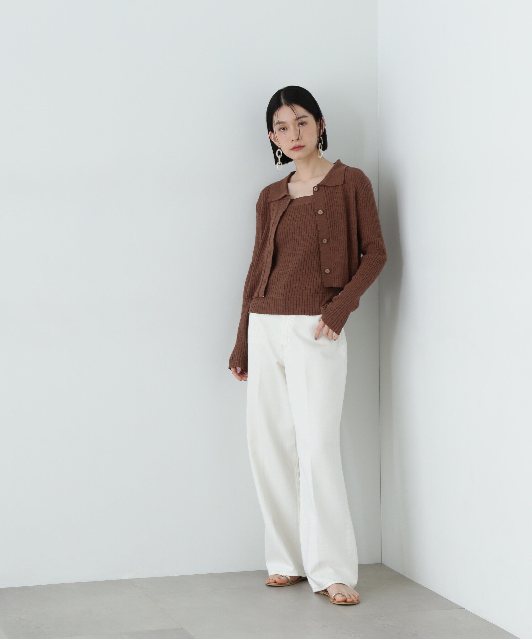  「襟付きカーディガン＆キャミセット」|ニット・セーター|