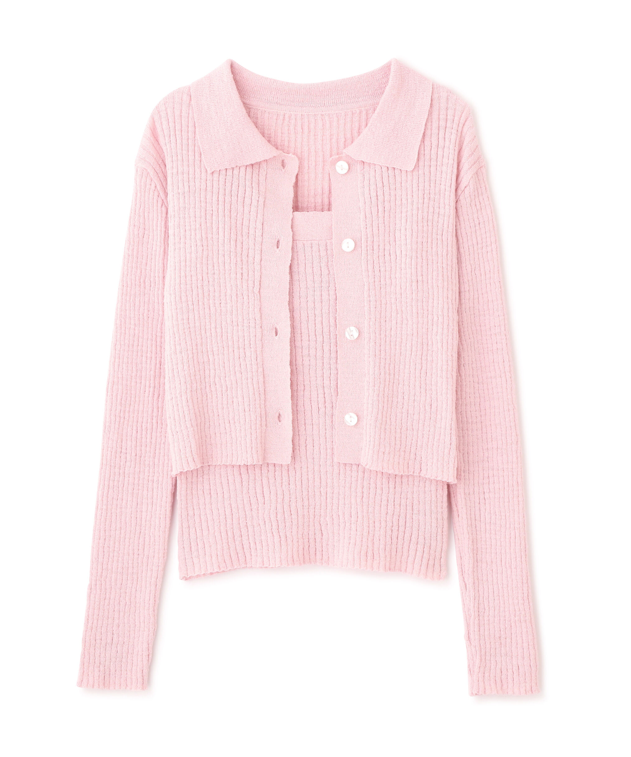  「襟付きカーディガン＆キャミセット」|ニット・セーター|