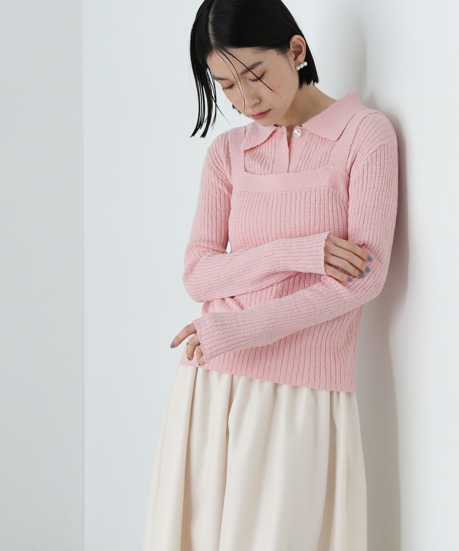  「襟付きカーディガン＆キャミセット」|ニット・セーター|