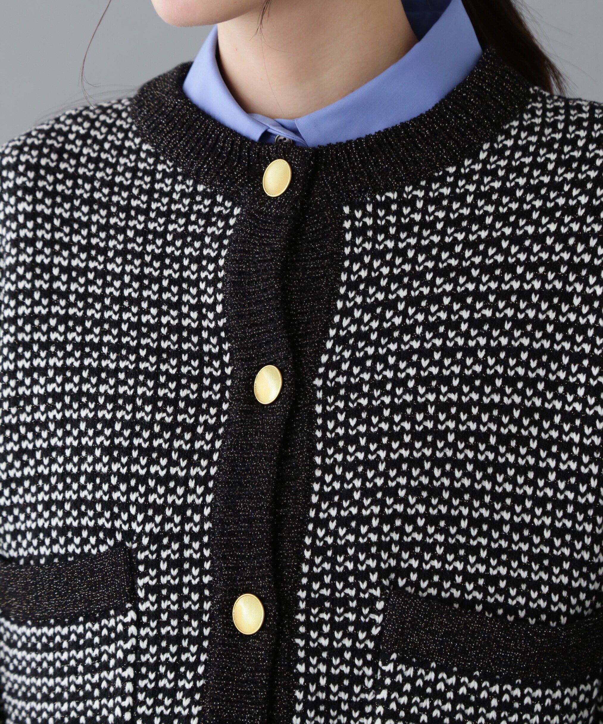  「ツイードライクショートニットブルゾン」|ニット・セーター|