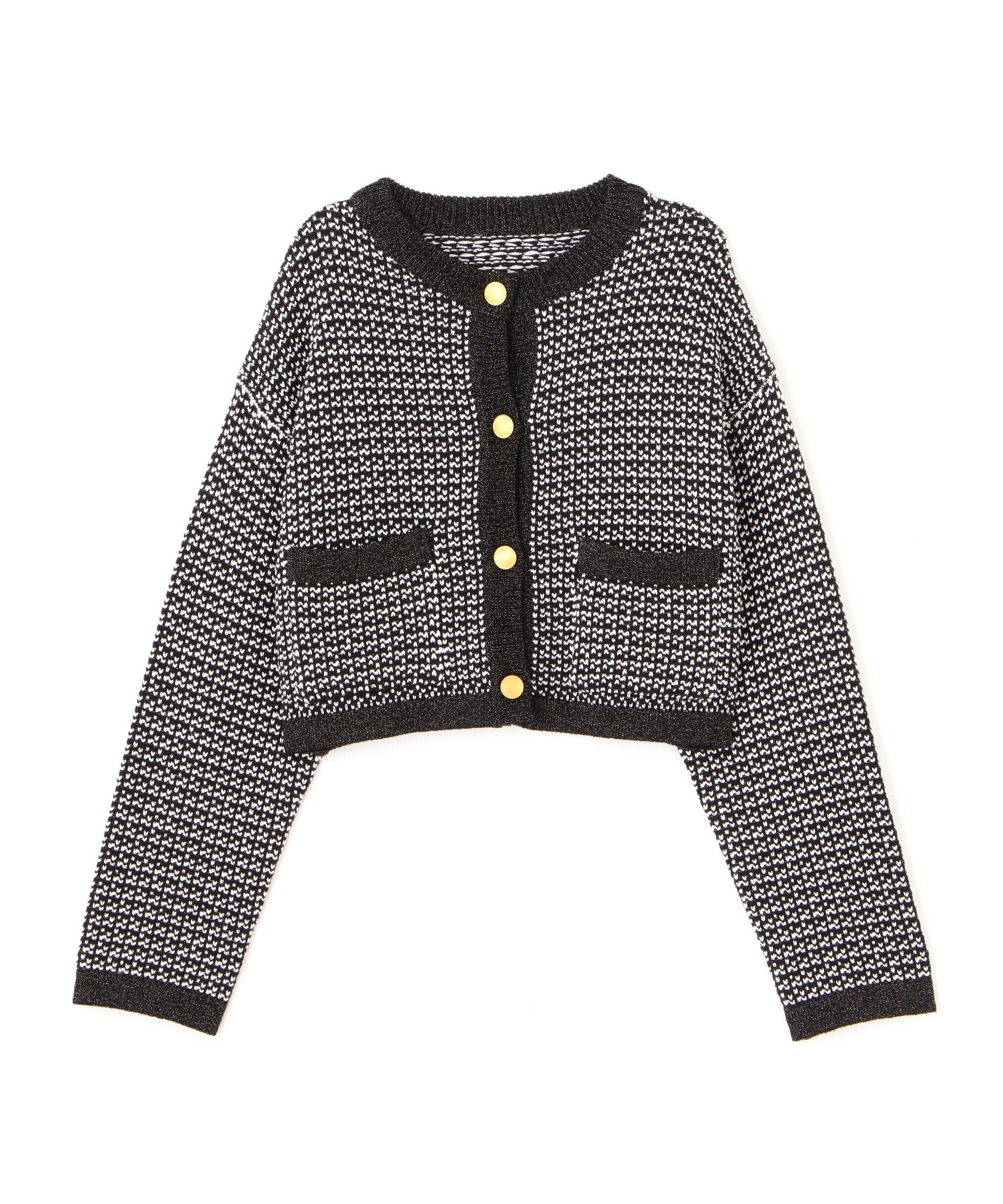  「ツイードライクショートニットブルゾン」|ニット・セーター|