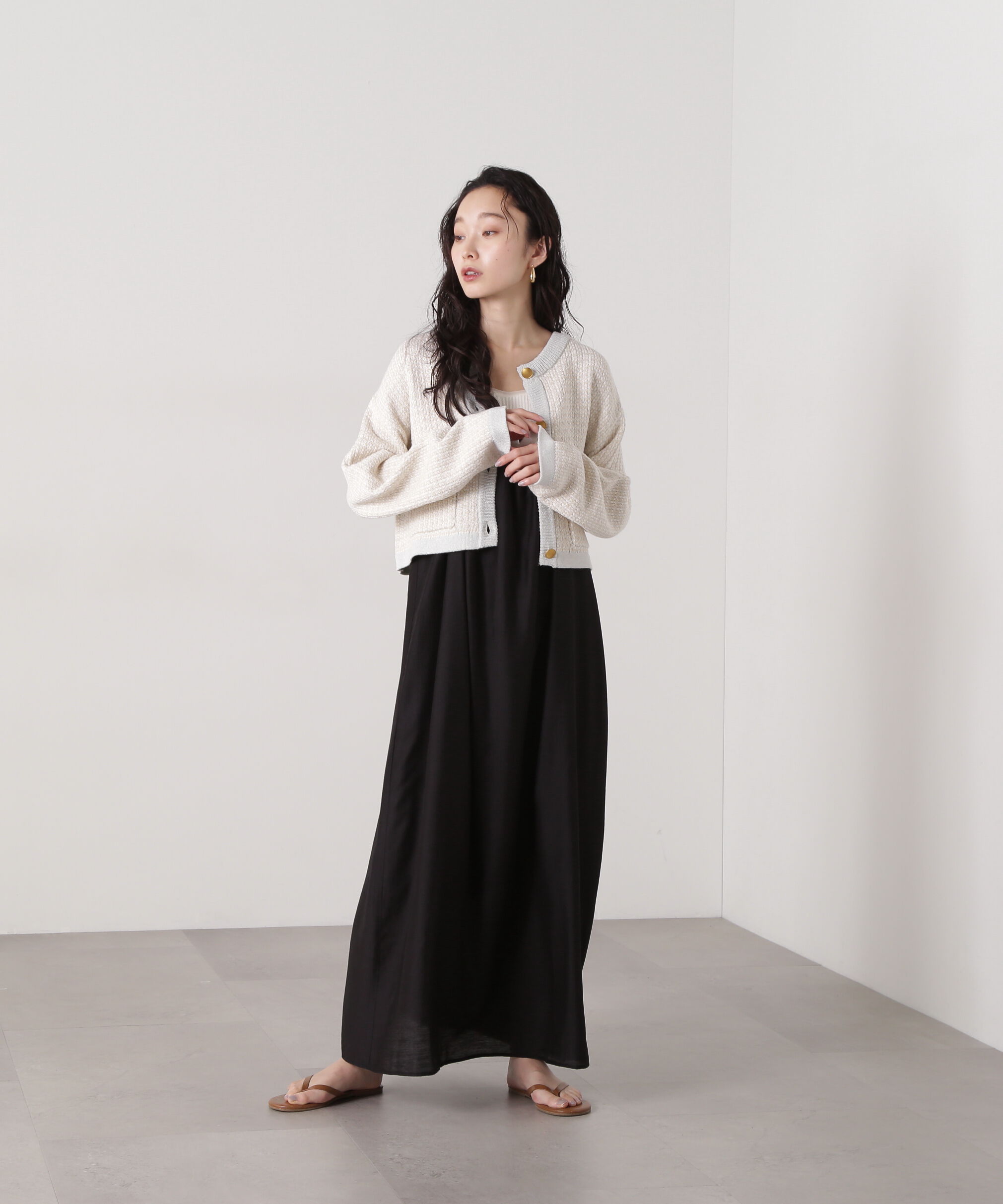  「ツイードライクショートニットブルゾン」|ニット・セーター|