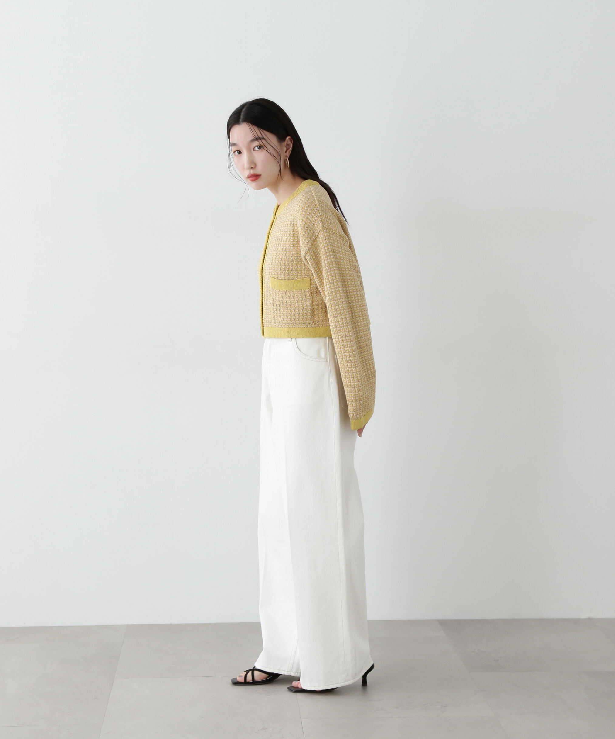  「ツイードライクショートニットブルゾン」|ニット・セーター|