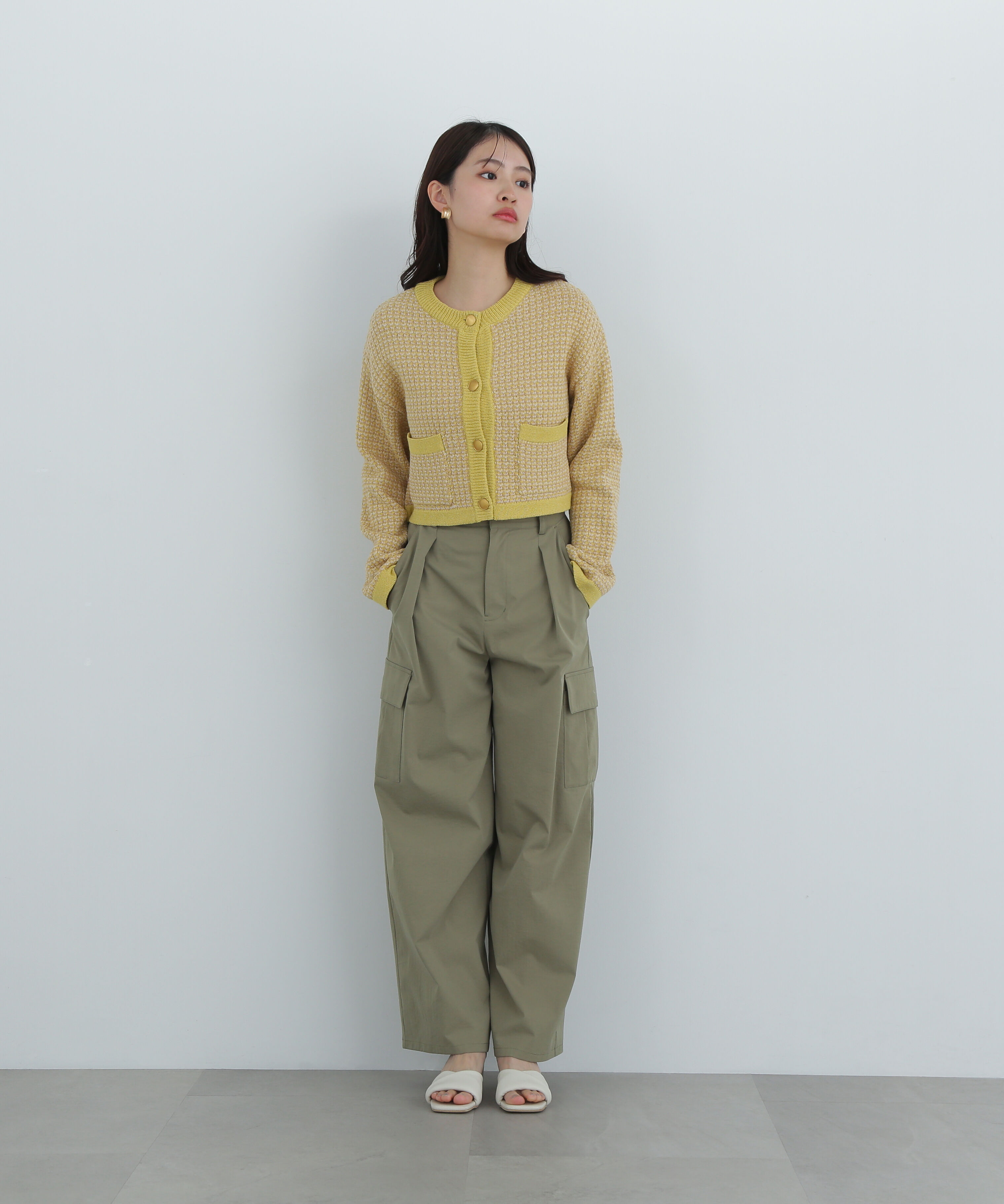  「ツイードライクショートニットブルゾン」|ニット・セーター|