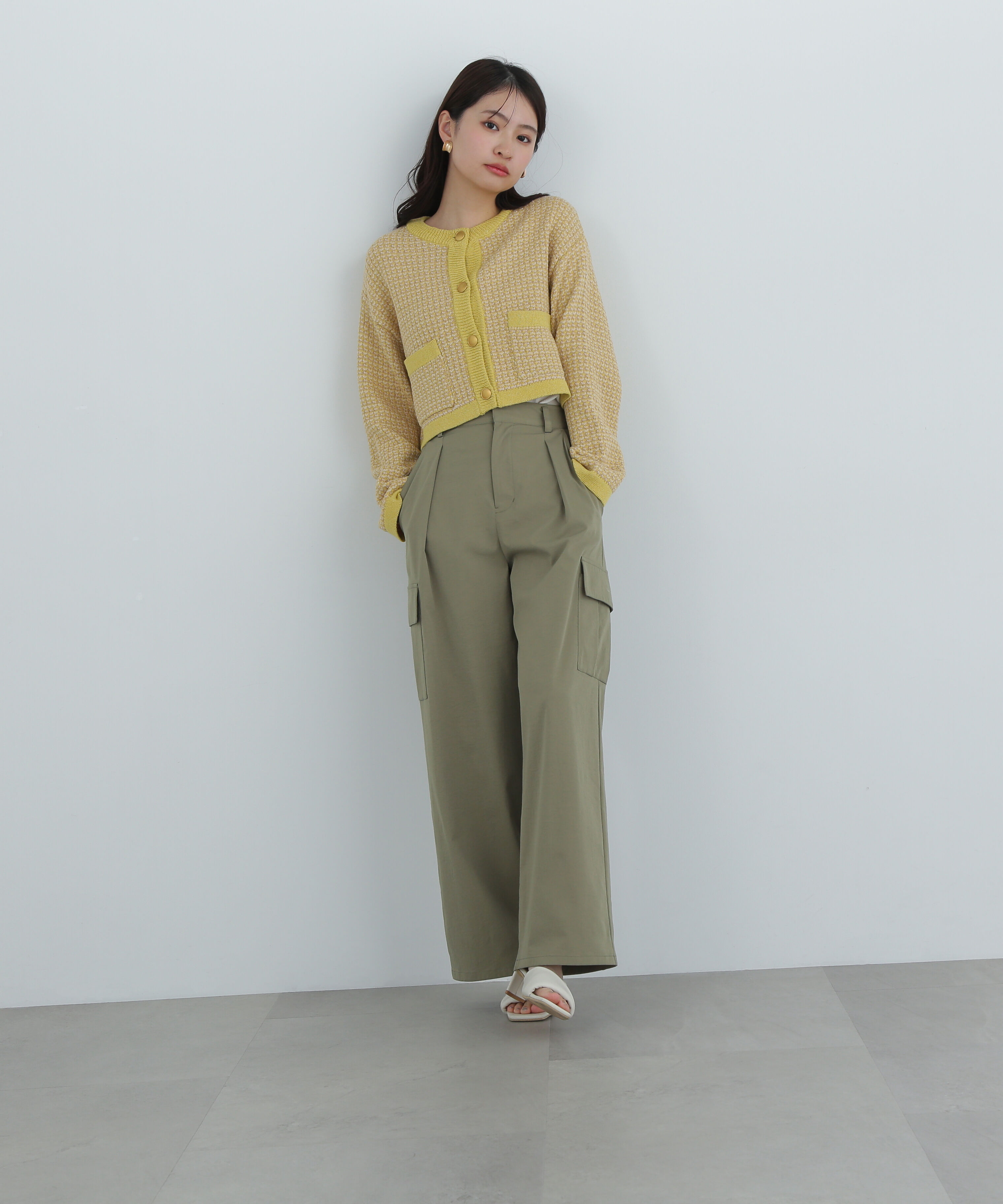  「ツイードライクショートニットブルゾン」|ニット・セーター|