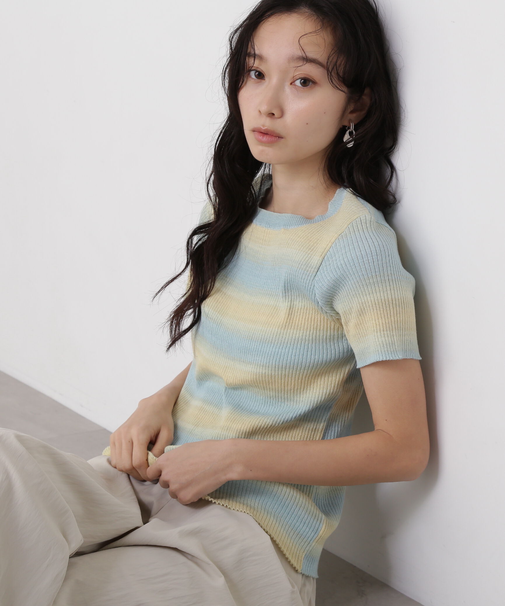  「グラデーションボーダーニット」|ニット・セーター|イエロー&times;ス  2