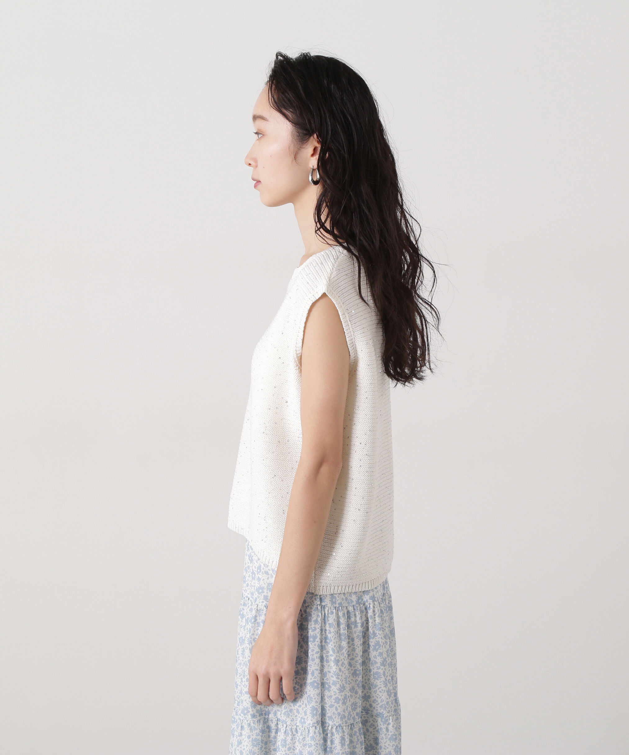  「スパンコールノースリーブニット」|ニット・セーター|