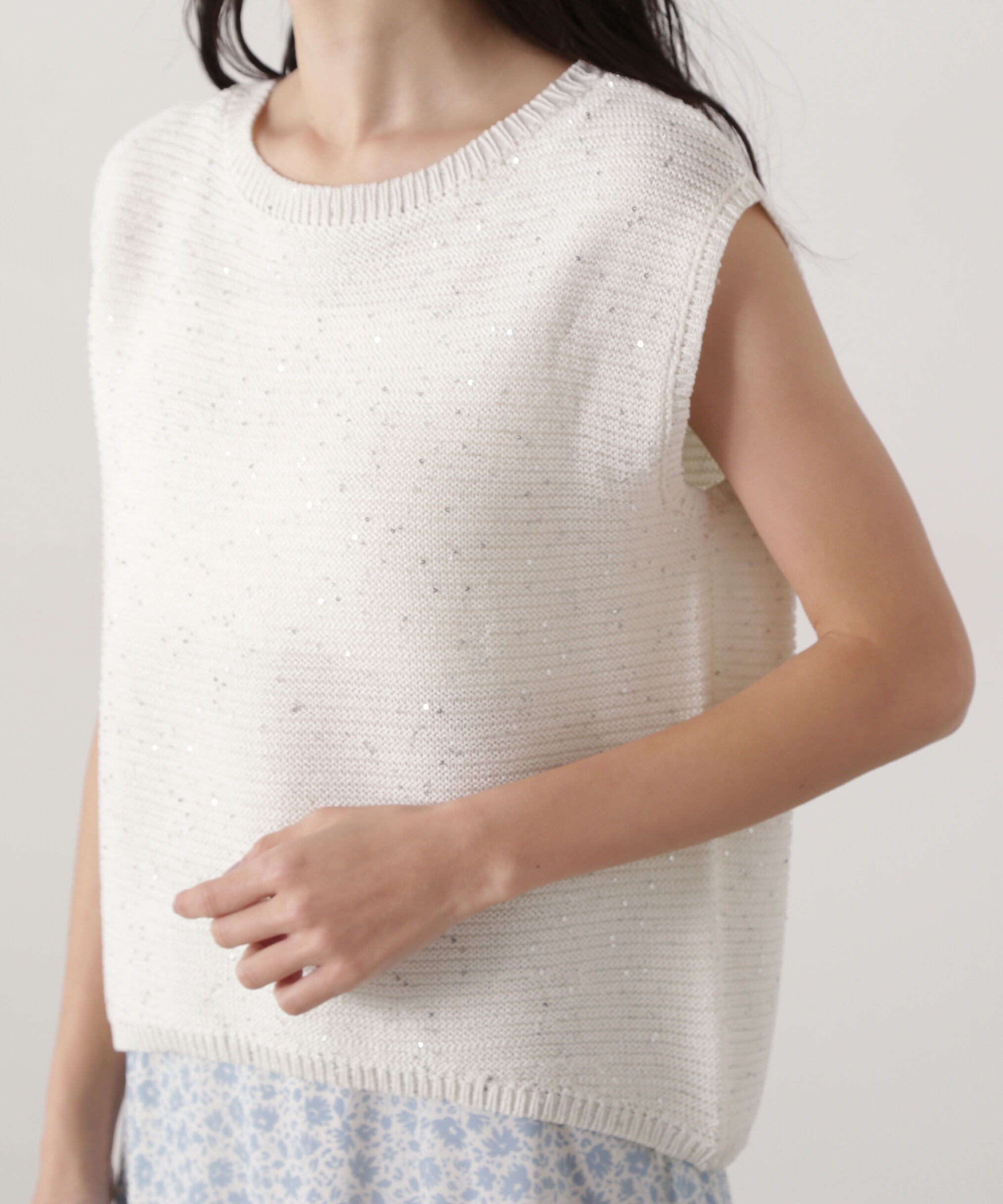  「スパンコールノースリーブニット」|ニット・セーター|